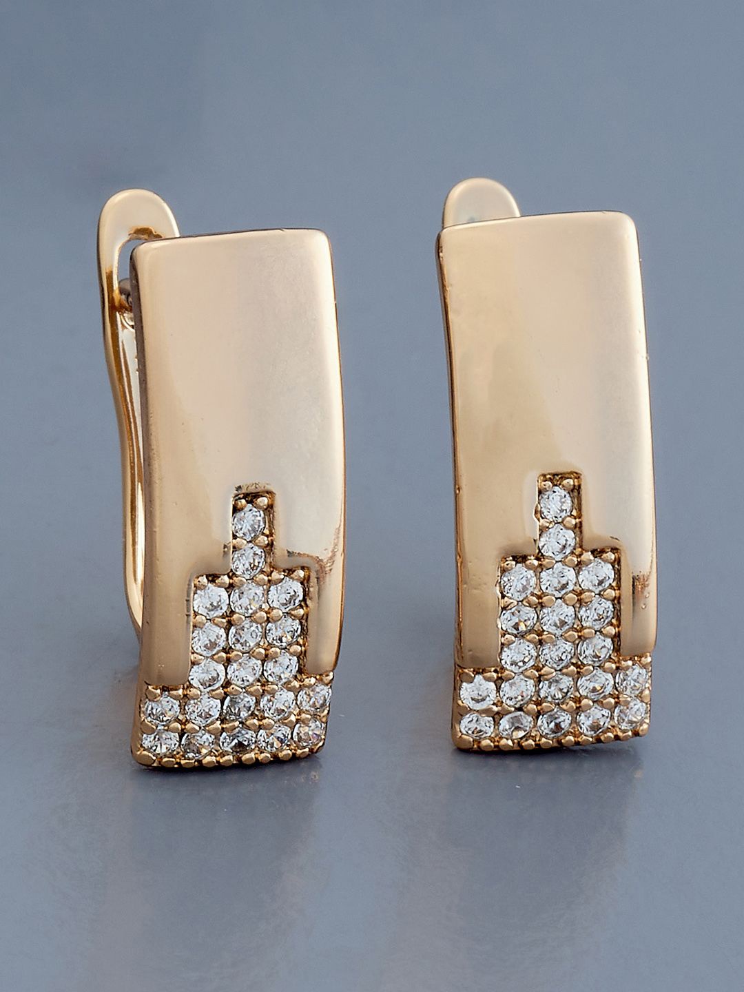 

Kushal's Fashion Jewellery Gold Plated Zircon Studded Circular Hoop Earrings