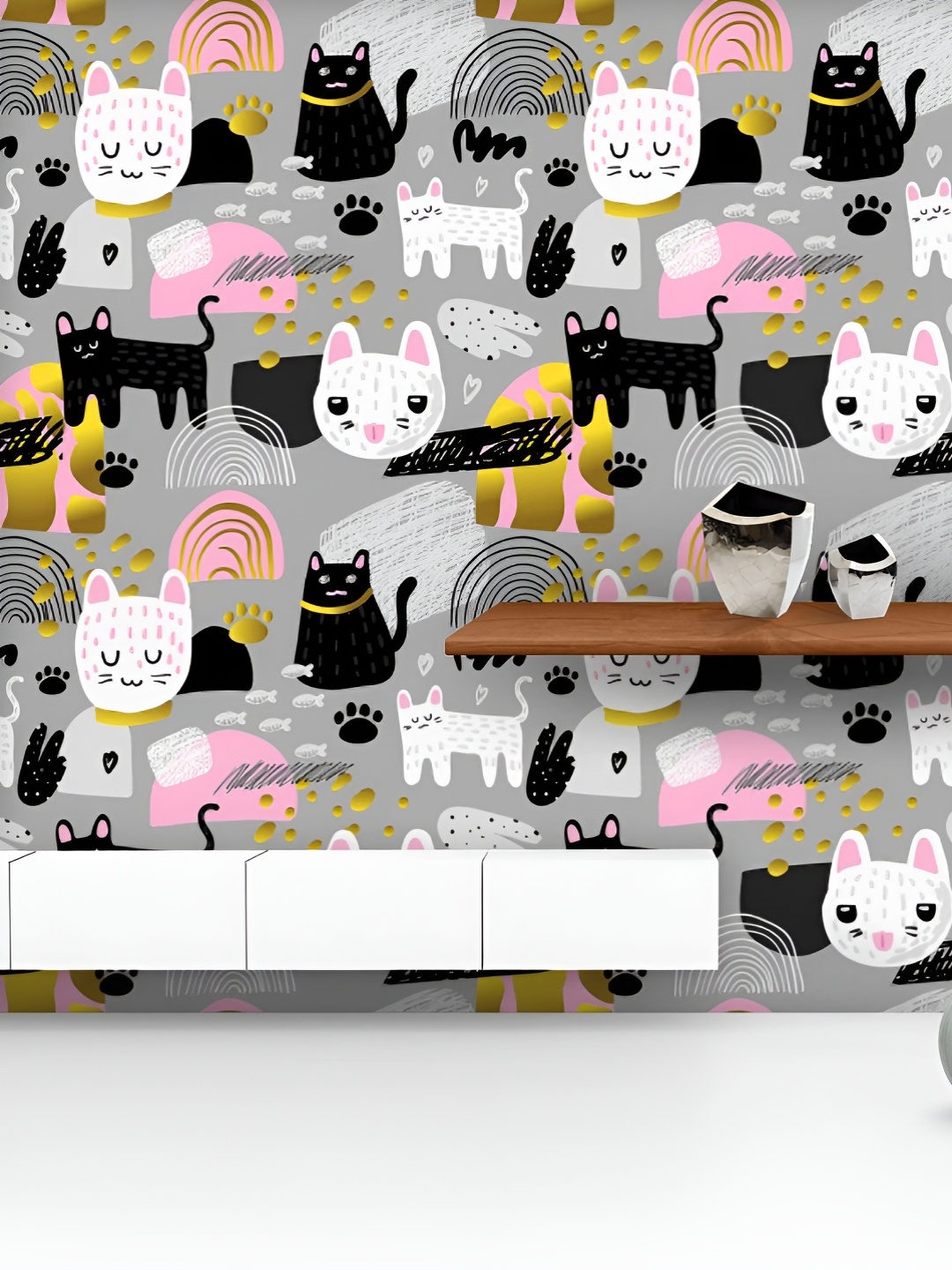 

ArtzFolio Printed UV-Resistant Anti-Bacterial Cats Kitten Peel & Stick Wallpaper, Multi