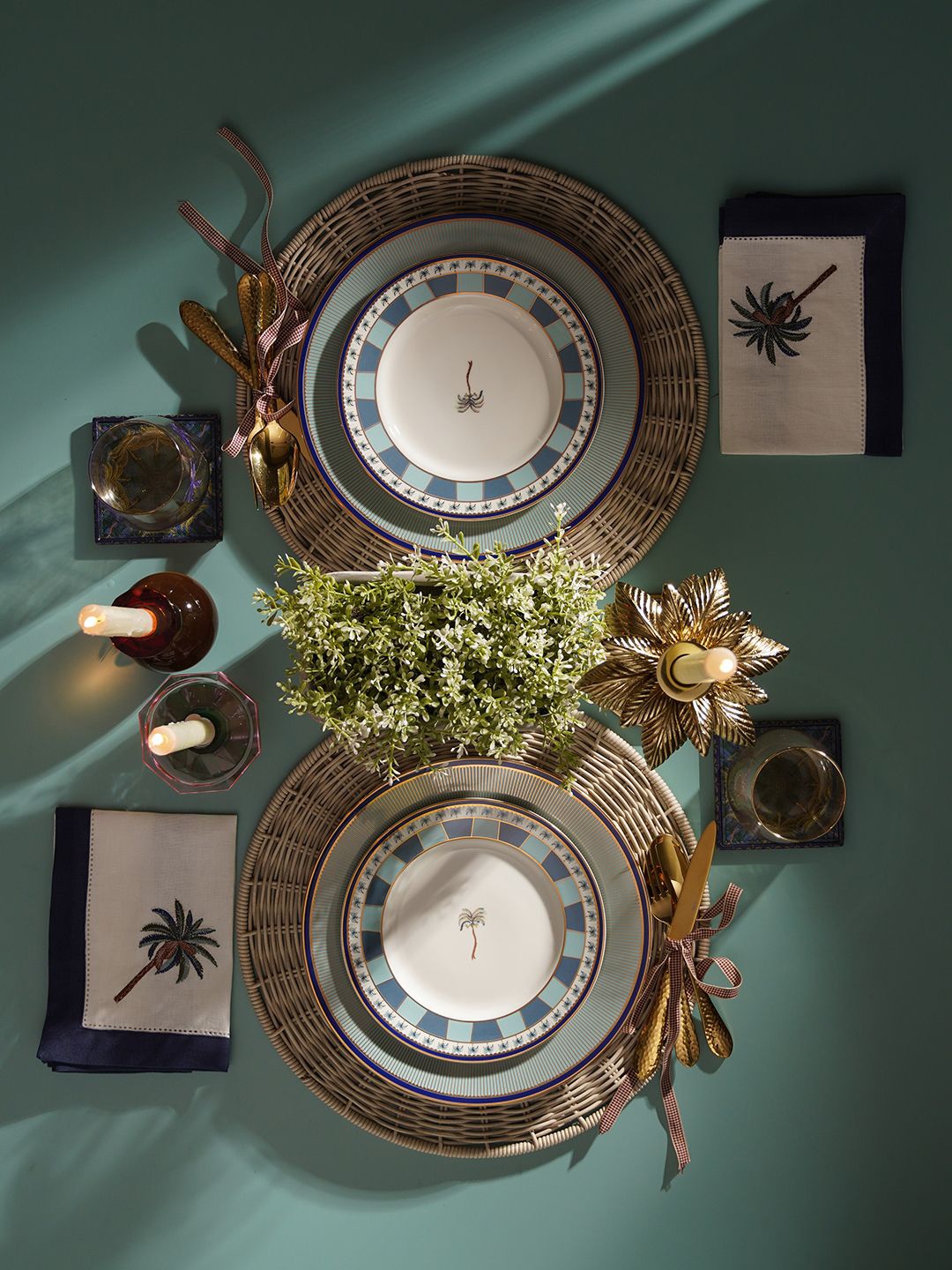 

Pure Home and Living Blue & White 2 Pieces Printed Glossy Dessert Plates