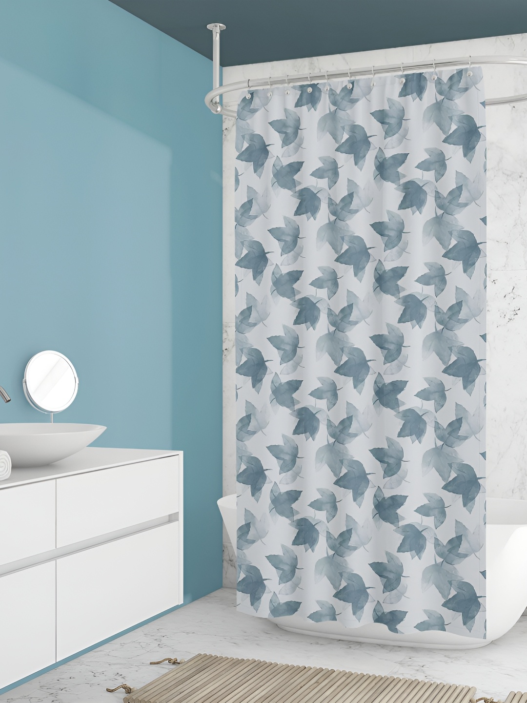 

ArtzFolio White & Grey Printed Waterproof Shower Curtains