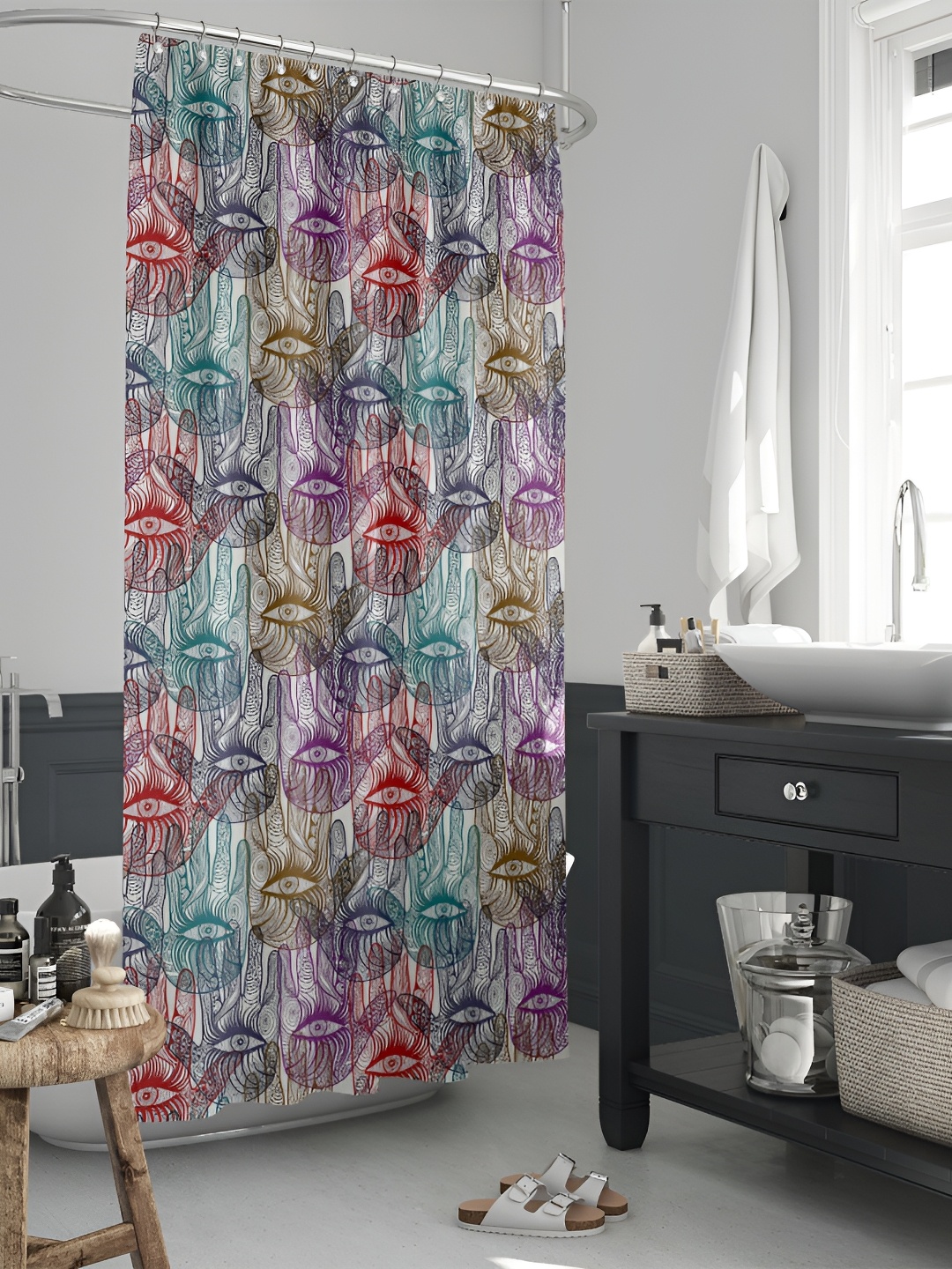 

ArtzFolio White & Purple Printed Water Proof Shower Curtain