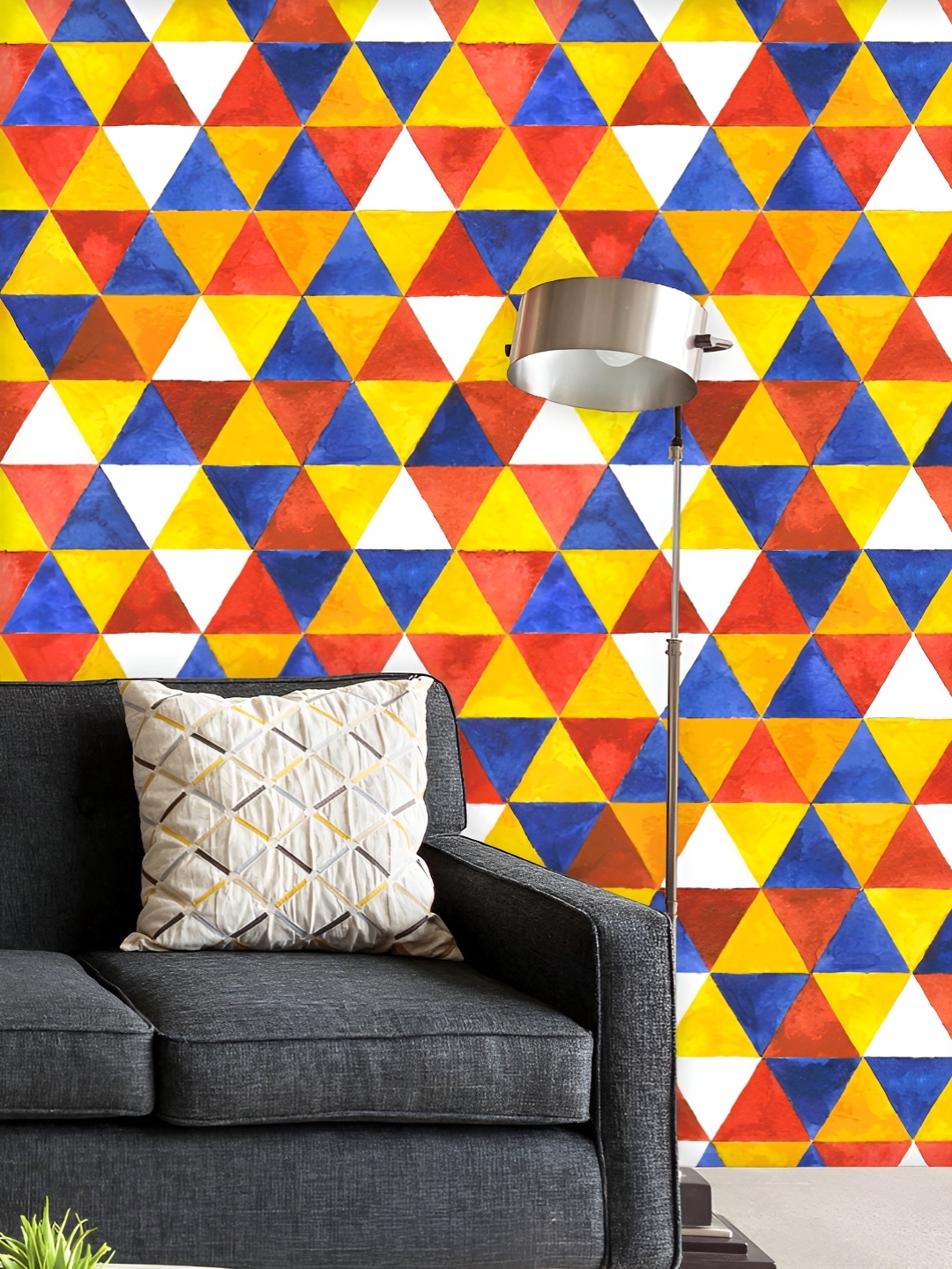 

ArtzFolio Printed UV-Resistant Anti-Bacterial Watercolor Triangles Peel & Stick Wallpaper, Multi