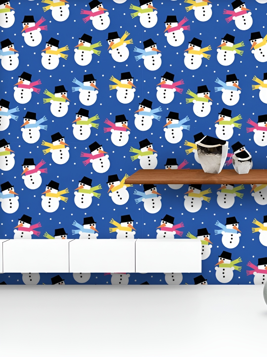 

ArtzFolio Printed UV-Resistant Anti-Bacterial SnowmanPeel & Stick Wallpaper, Multi