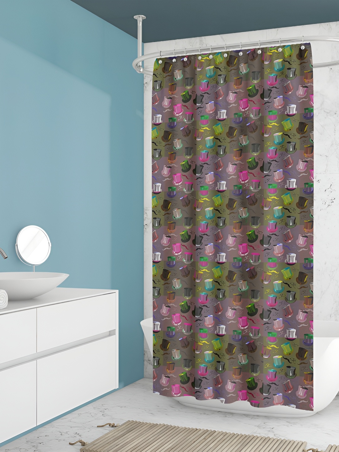 

ArtzFolio Pink & Green Abstract Printed Waterproof Shower Curtain