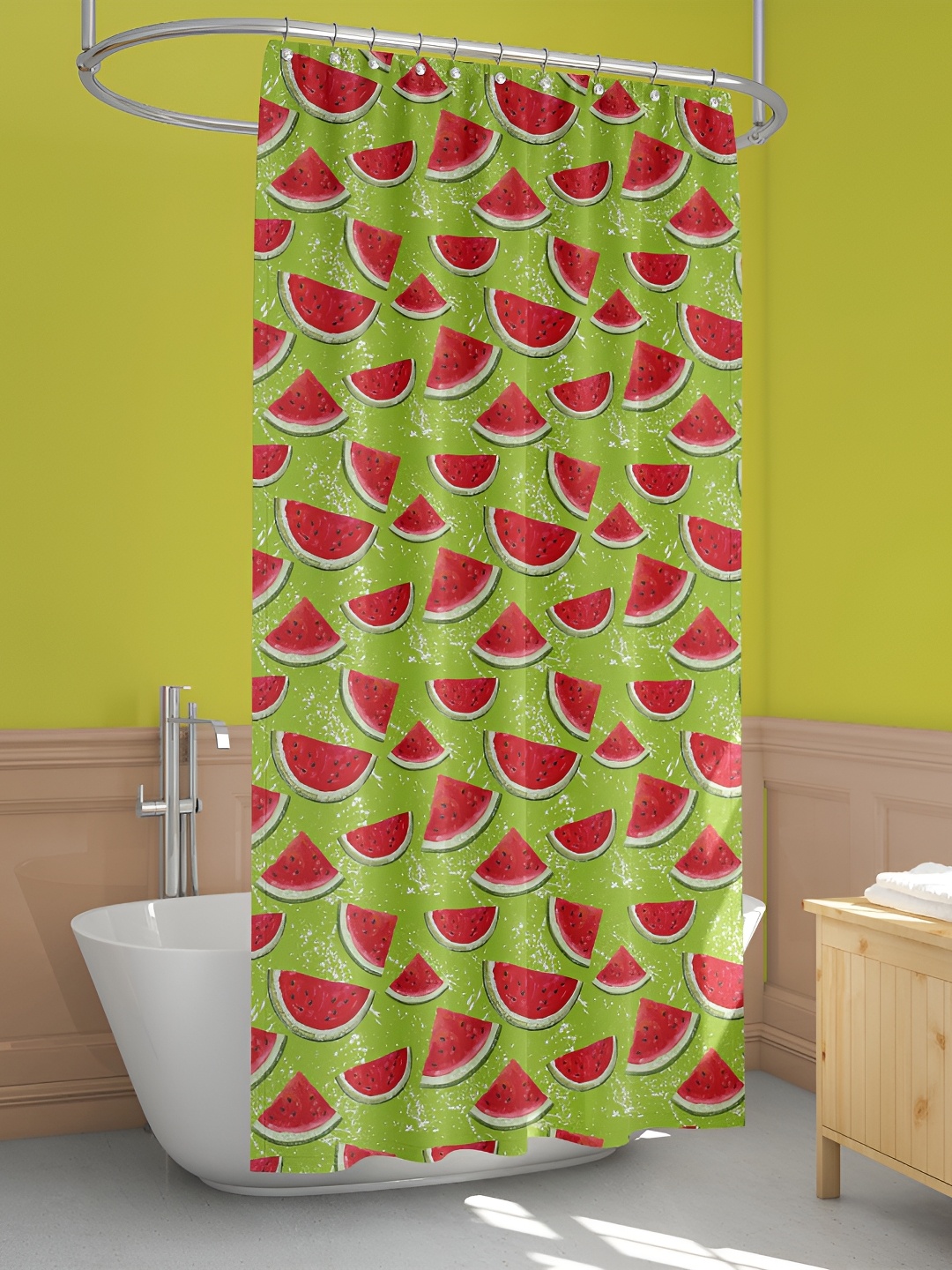

ArtzFolio Green & Red Printed Waterproof Shower Curtains