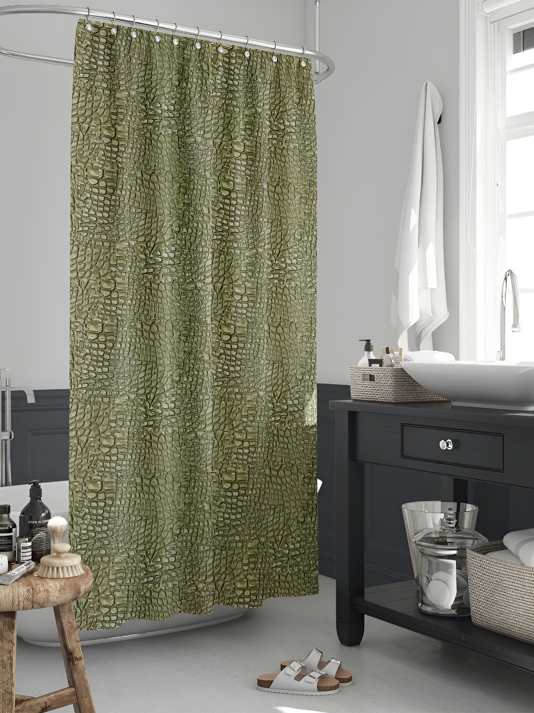 

ArtzFolio Green Abstract Printed Waterproof Shower Curtain