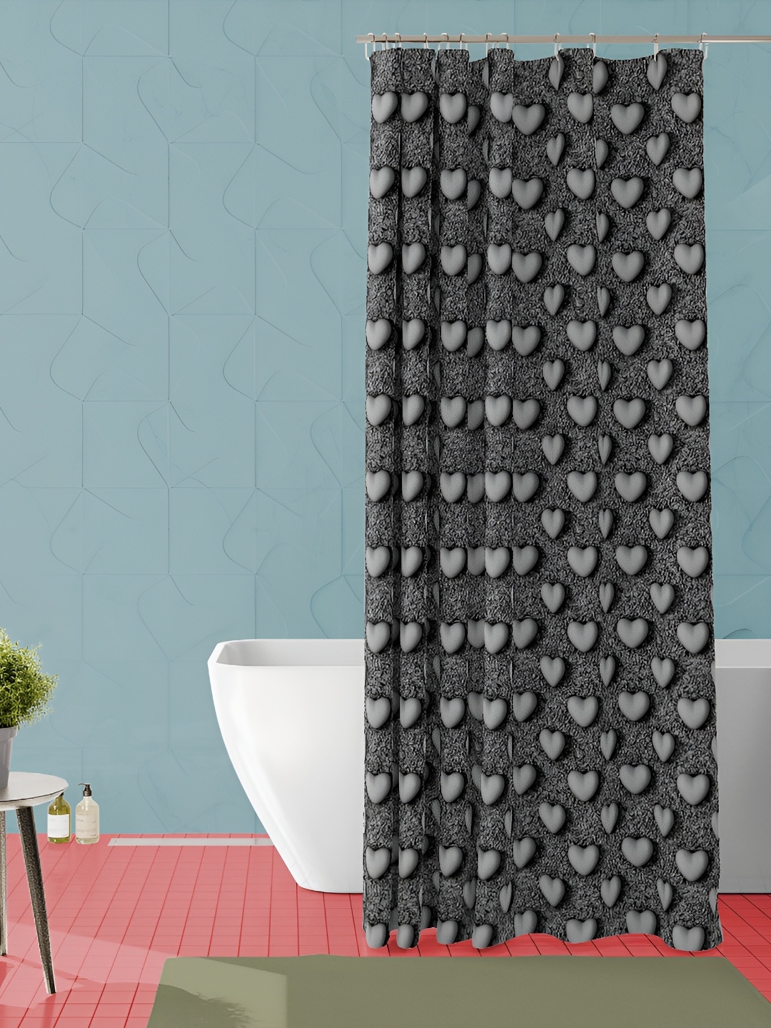 

ArtzFolio Grey Self Design Waterproof Shower Curtain