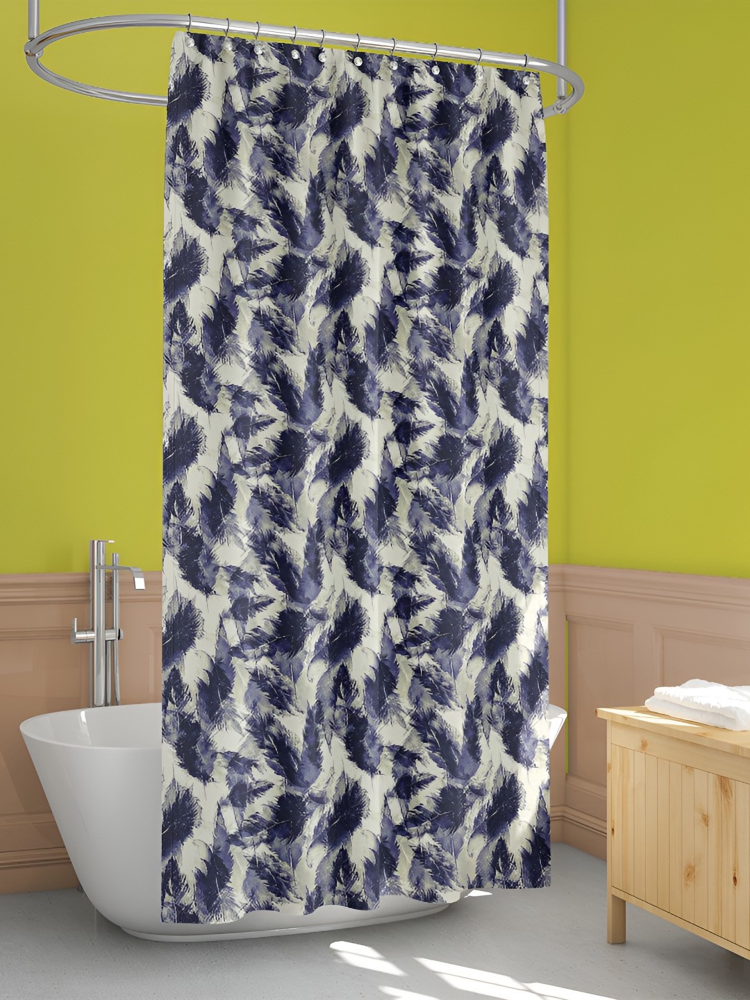 

ArtzFolio White & Blue Printed Waterproof Shower Curtain