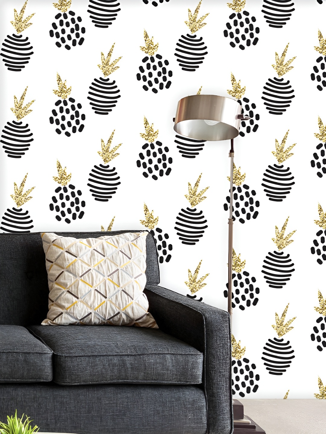 

ArtzFolio Printed UV-Resistant Anti-Bacterial Minimalistic Pineapple Peel & Stick Wallpaper, Multi