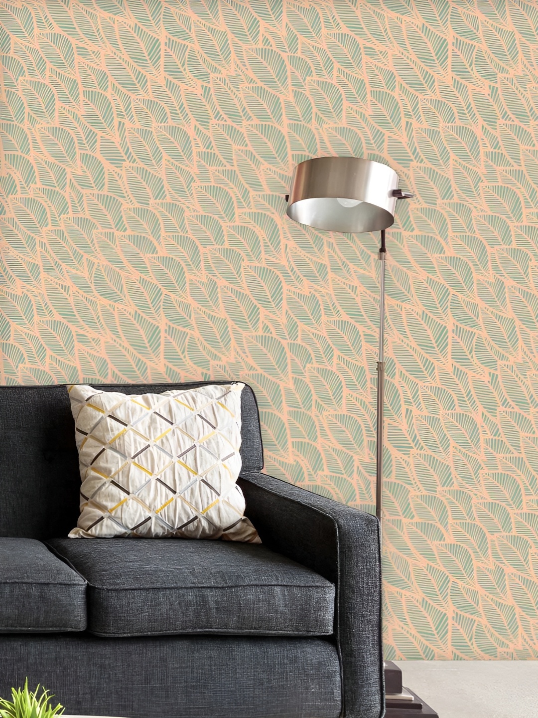 

ArtzFolio Printed UV-Resistant Anti-Bacterial Blue Leaf Peel & Stick Wallpaper, Multi