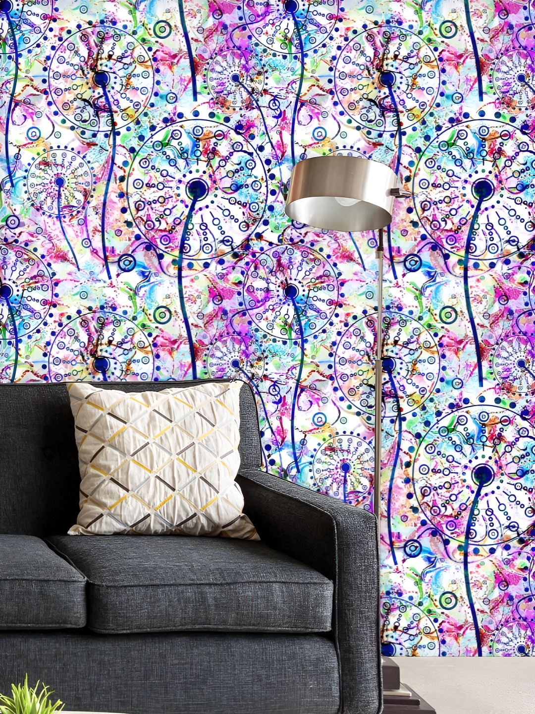 

ArtzFolio Printed UV-Resistant Anti-Bacterial Abstract Floral Pattern Peel & Stick Wallpaper, Multi