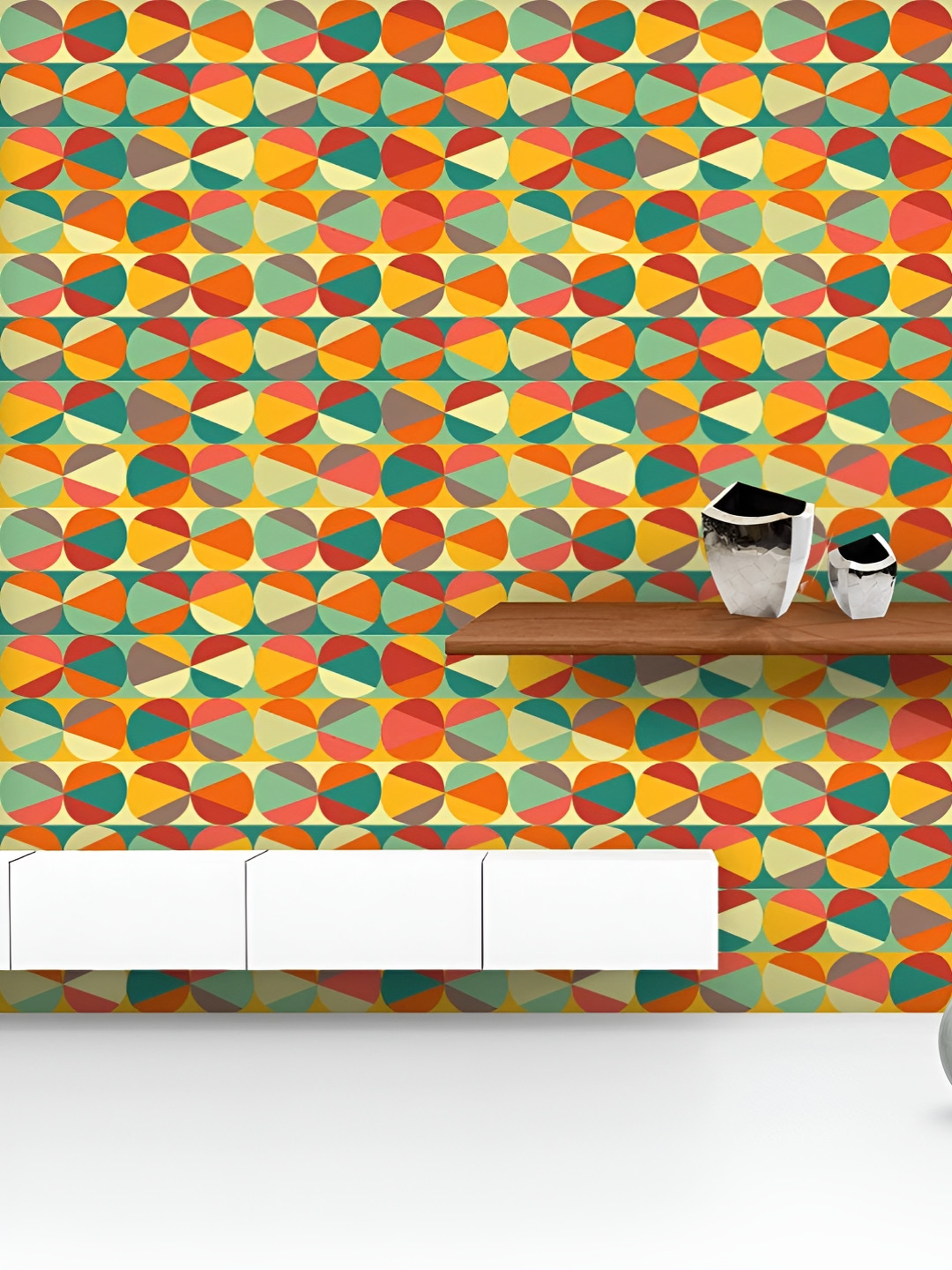 

ArtzFolio Printed UV-Resistant Anti-Bacterial Geometric Ornament Peel & Stick Wallpaper, Multi