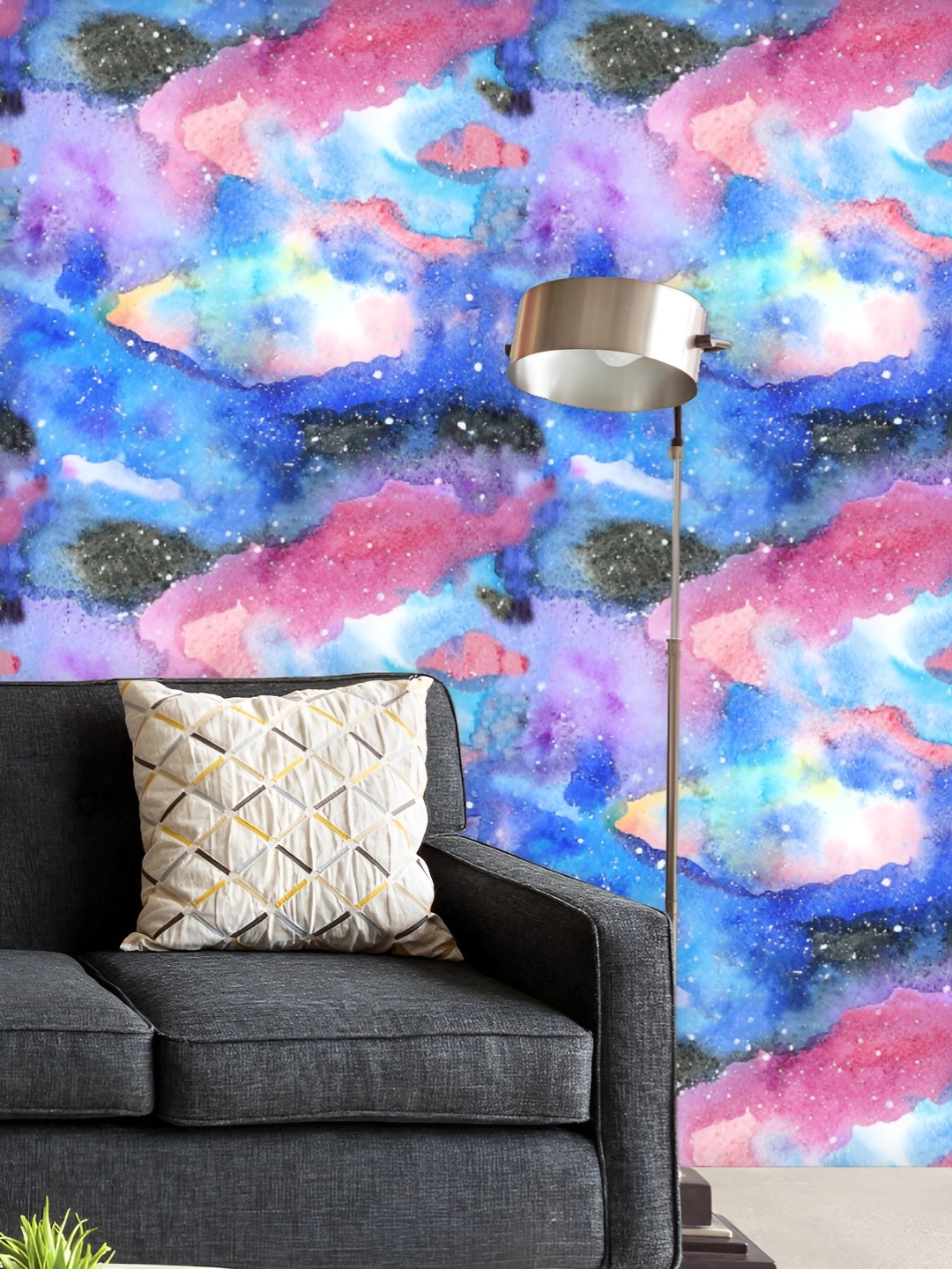 

ArtzFolio Printed UV-Resistant Anti-Bacterial Watercolor Modern Galaxy Peel & Stick Wallpaper, Multi