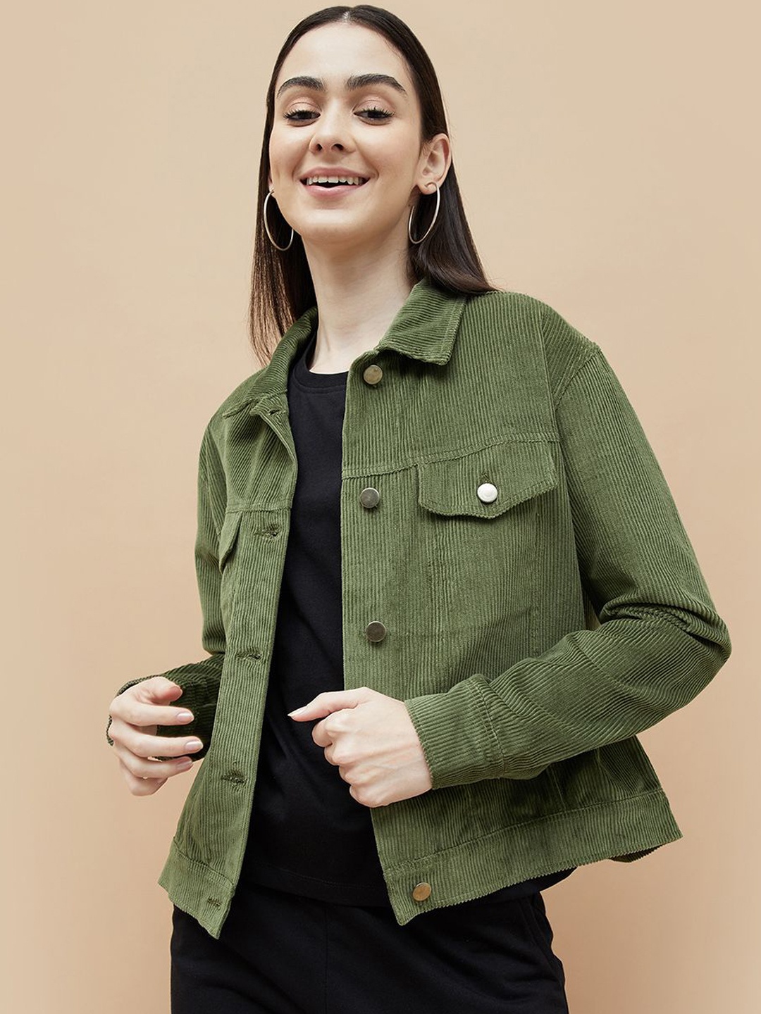 

Fame Forever by Lifestyle Women Camouflage Denim Jacket, Olive