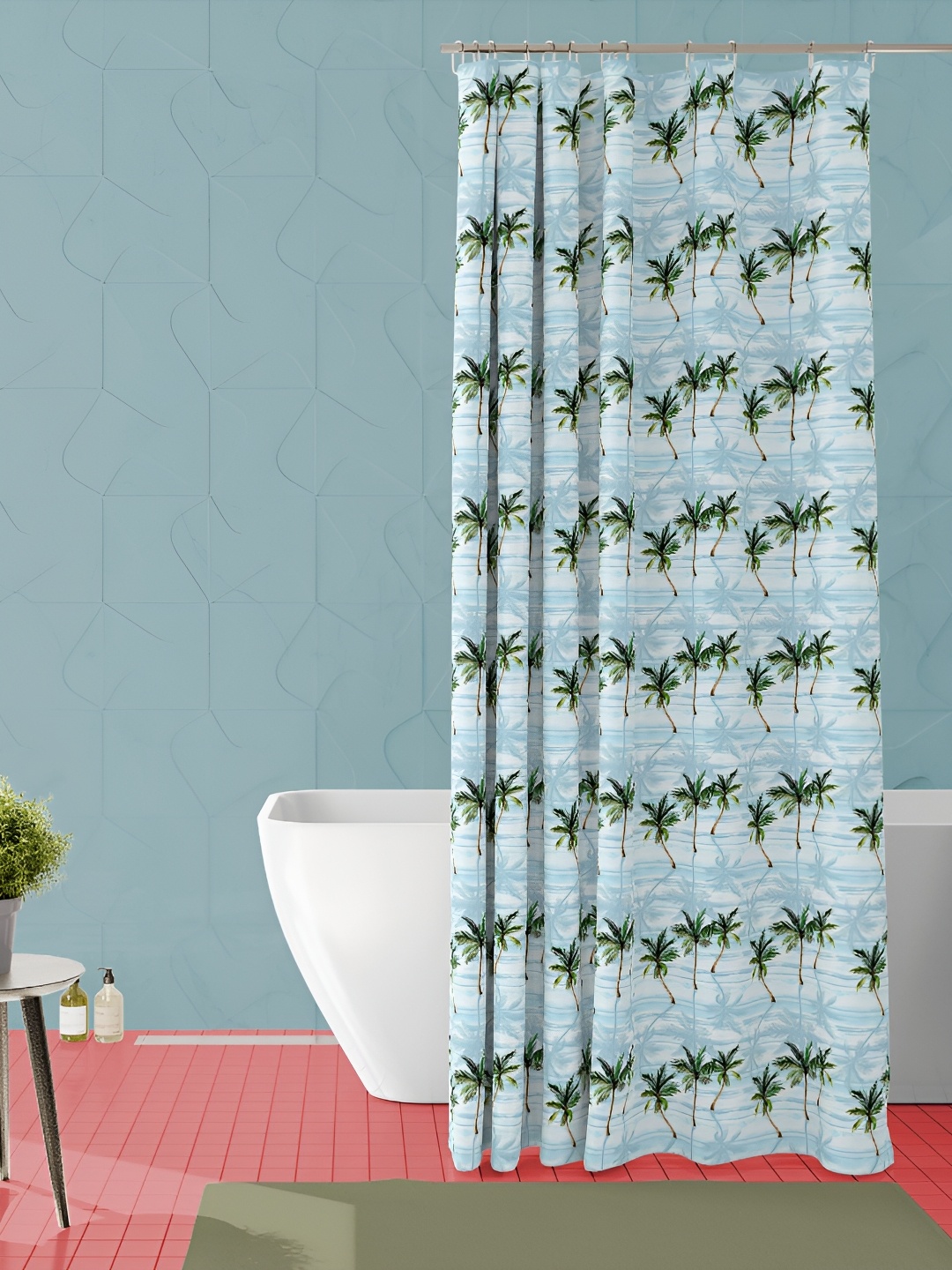 

ArtzFolio White & Green Printed Waterproof Shower Curtains