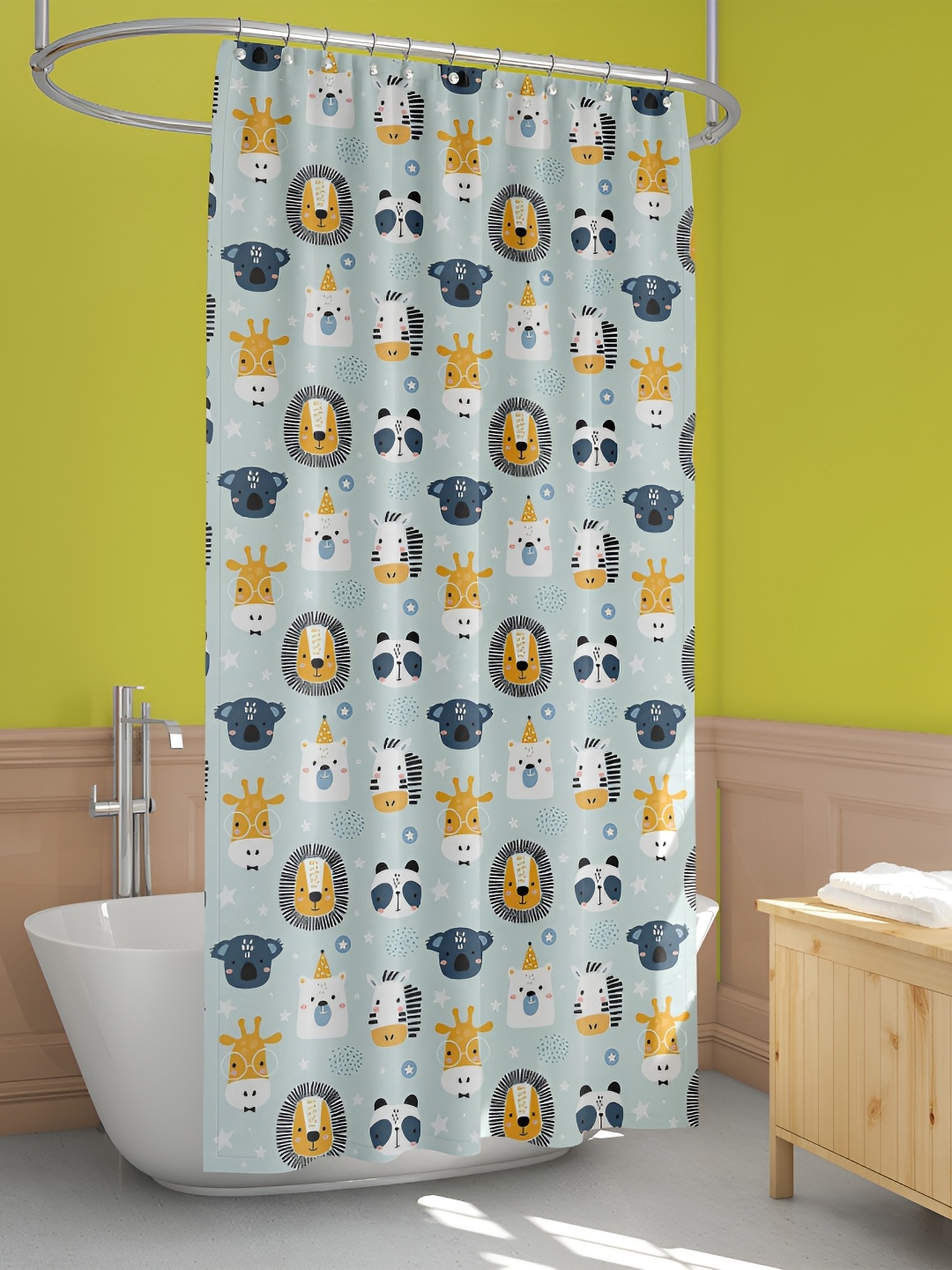 

ArtzFolio Blue & Yellow Printed Waterproof Shower Curtain