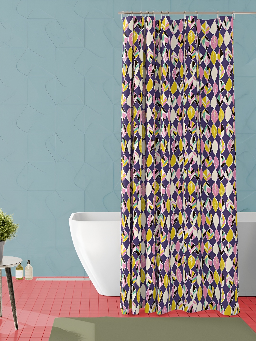 

ArtzFolio Purple & Off White Printed Waterproof Shower Curtain