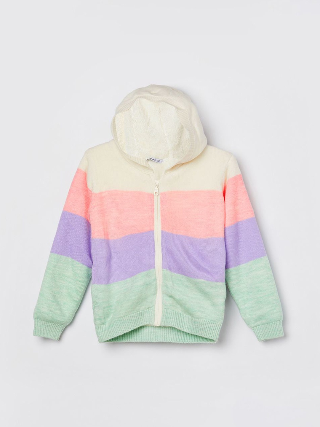 

Fame Forever by Lifestyle Girls Colourblocked Cardigan with Zip Detail Detail, Multi