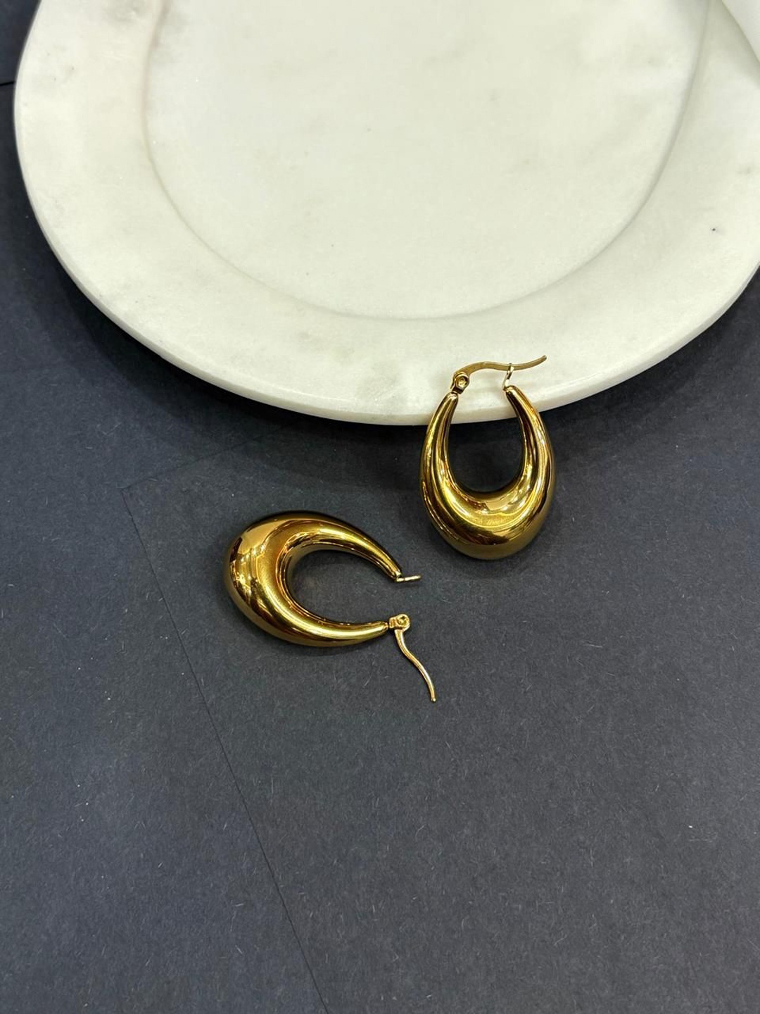 

Niska Gold Plated Contemporary Stainless Steel Hoop Earrings