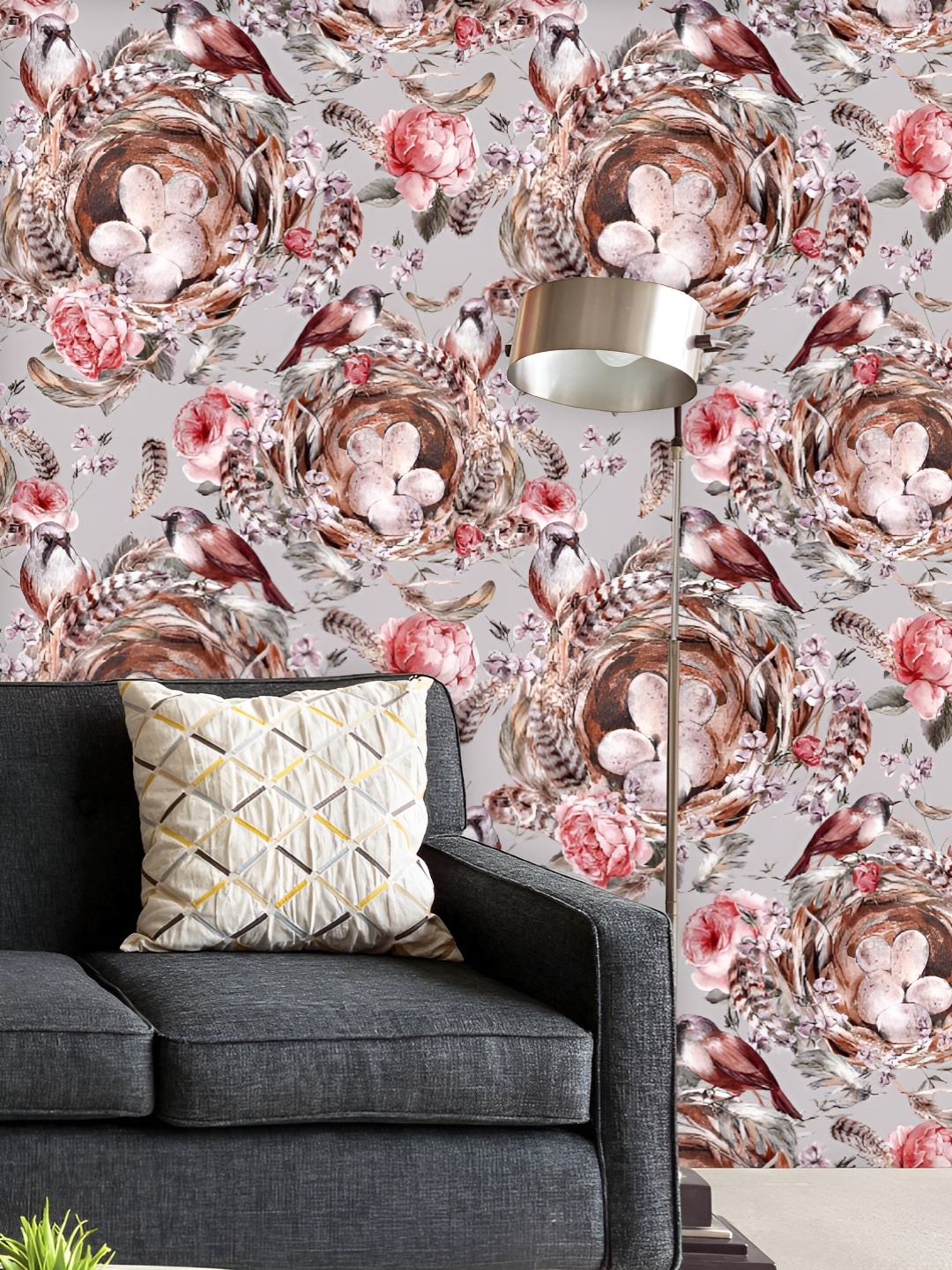 

ArtzFolio Printed UV-Resistant Anti-Bacterial Rose Birds Peel & Stick Wallpaper, Multi