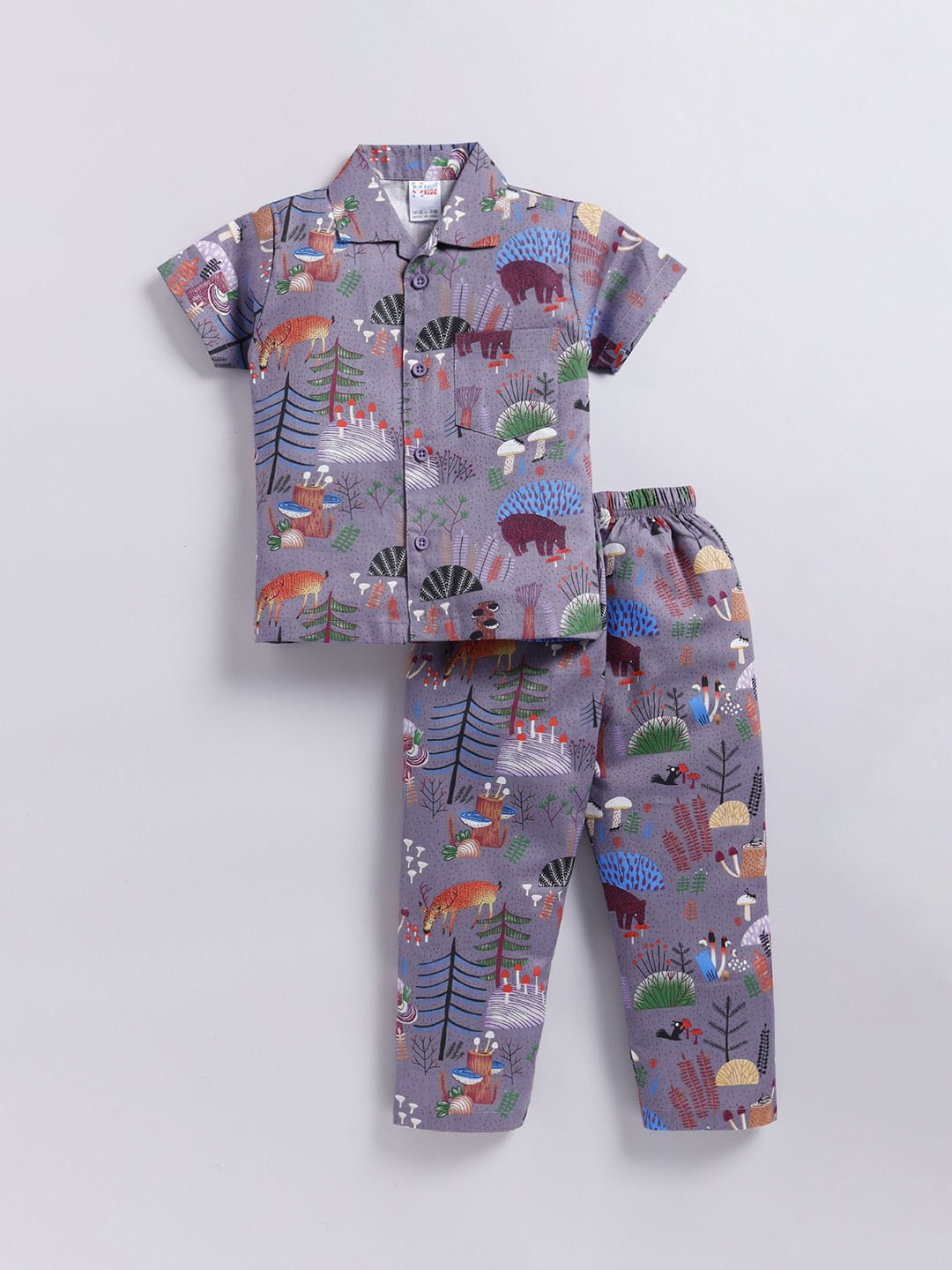 

NAUTI KIDZ Boys Printed Pure Cotton Night suit, Grey