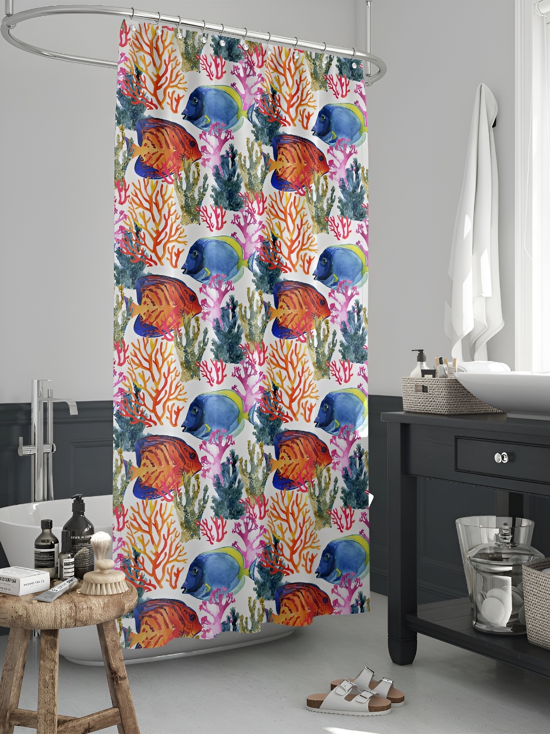 

ArtzFolio Single Piece Waterproof Polyester Shower Curtain, Multi