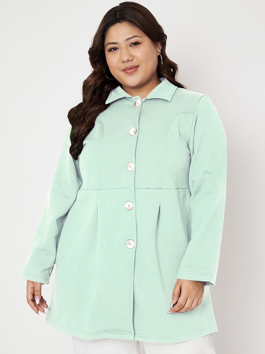 

BRINNS Plus Size Women Single-Breasted Overcoat, Green