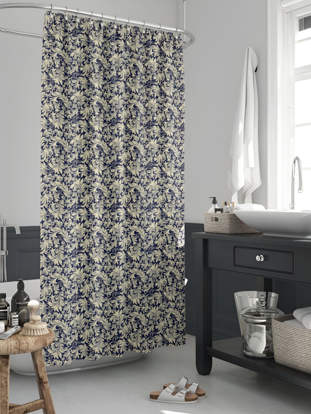 

ArtzFolio Beige Printed Waterproof Shower Curtainns