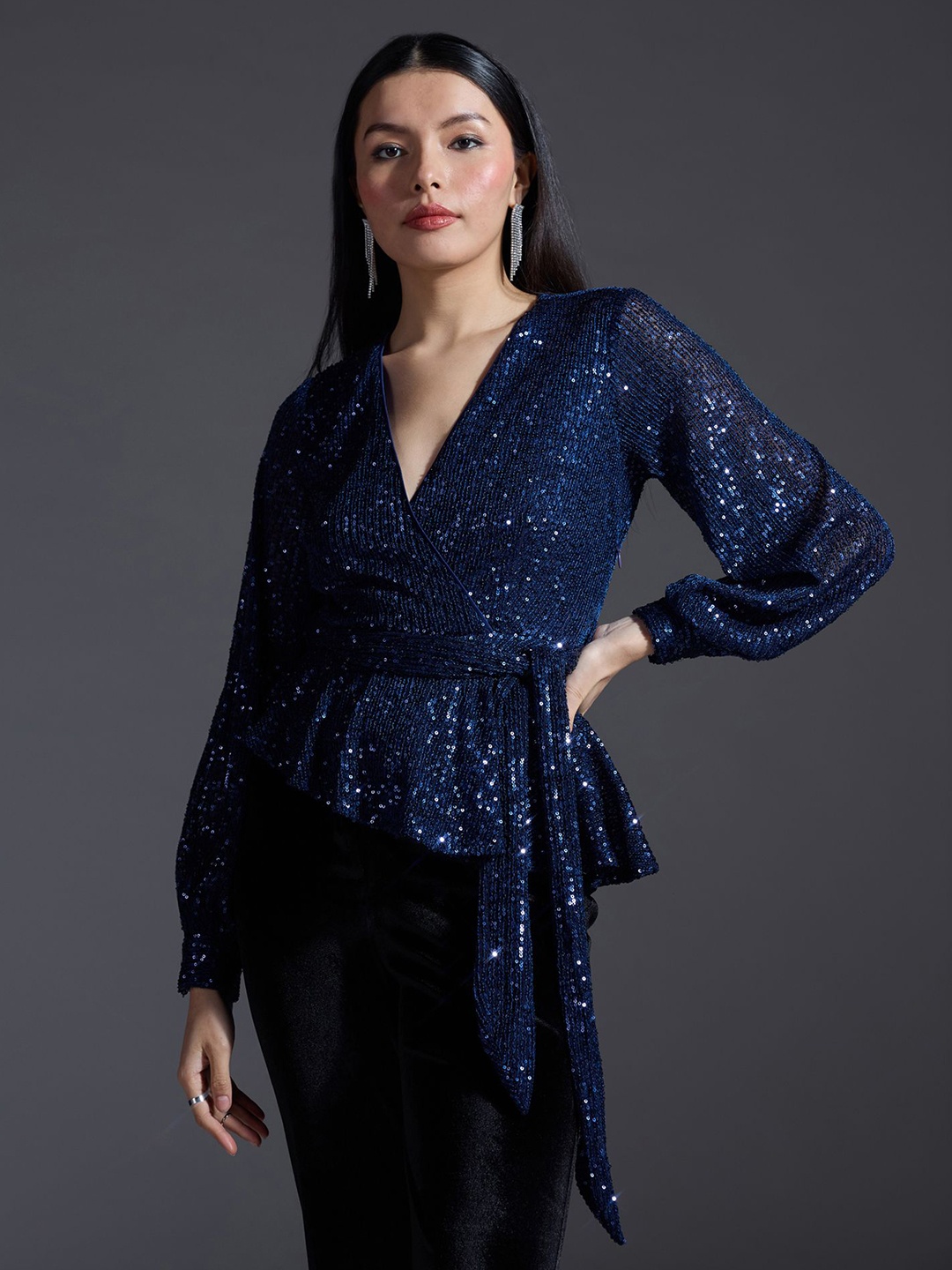 

20Dresses Embellished Peplum Top, Blue