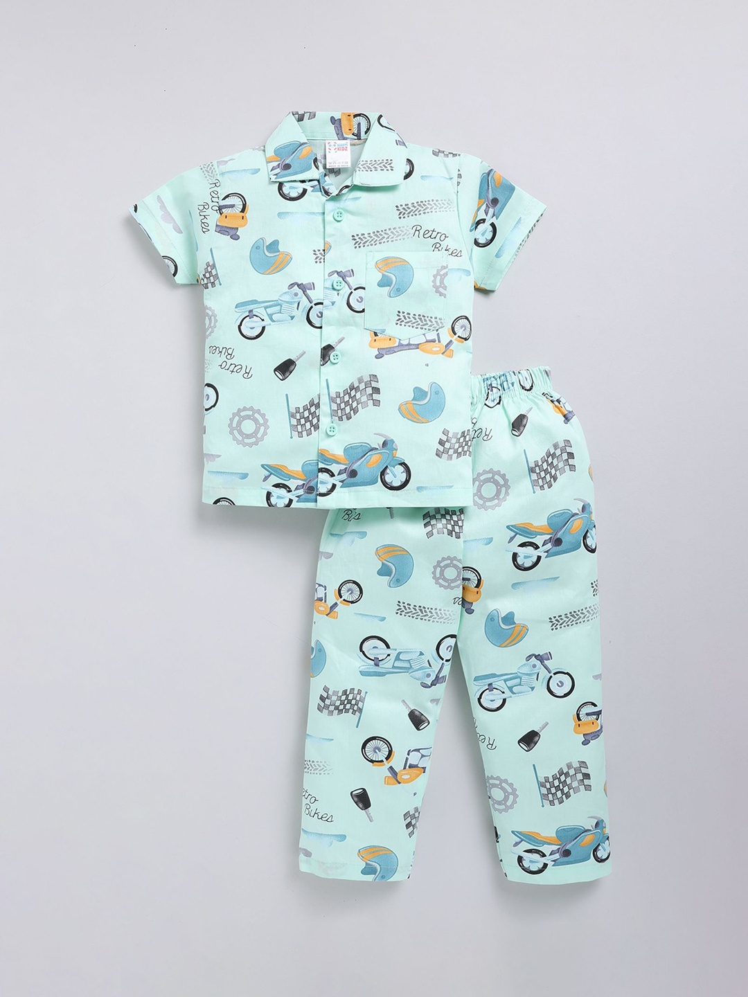 

NAUTI KIDZ Boys Printed Pure Cotton Night suit, Green