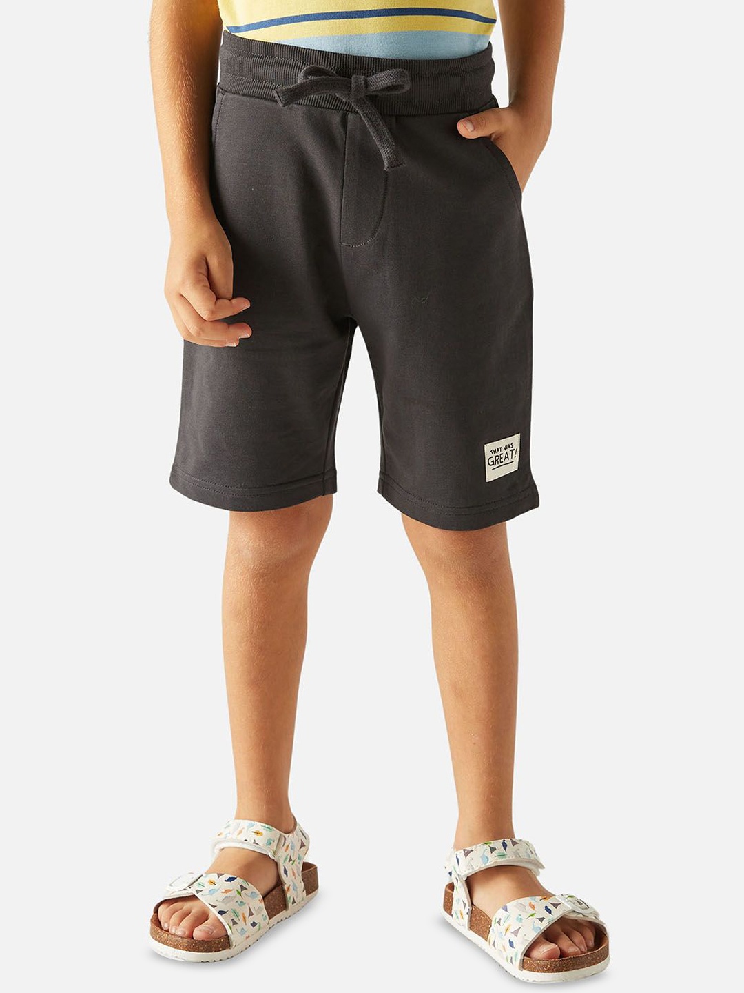 

Juniors by Babyshop Boys Cotton Mid-Rise Shorts With Drawstring Closure and Pockets, Grey