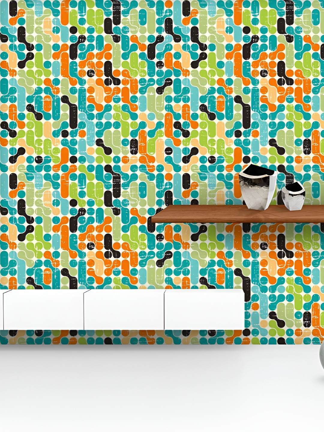 

ArtzFolio Printed UV-Resistant Anti-Bacterial Retro Style Peel & Stick Wallpaper, Multi