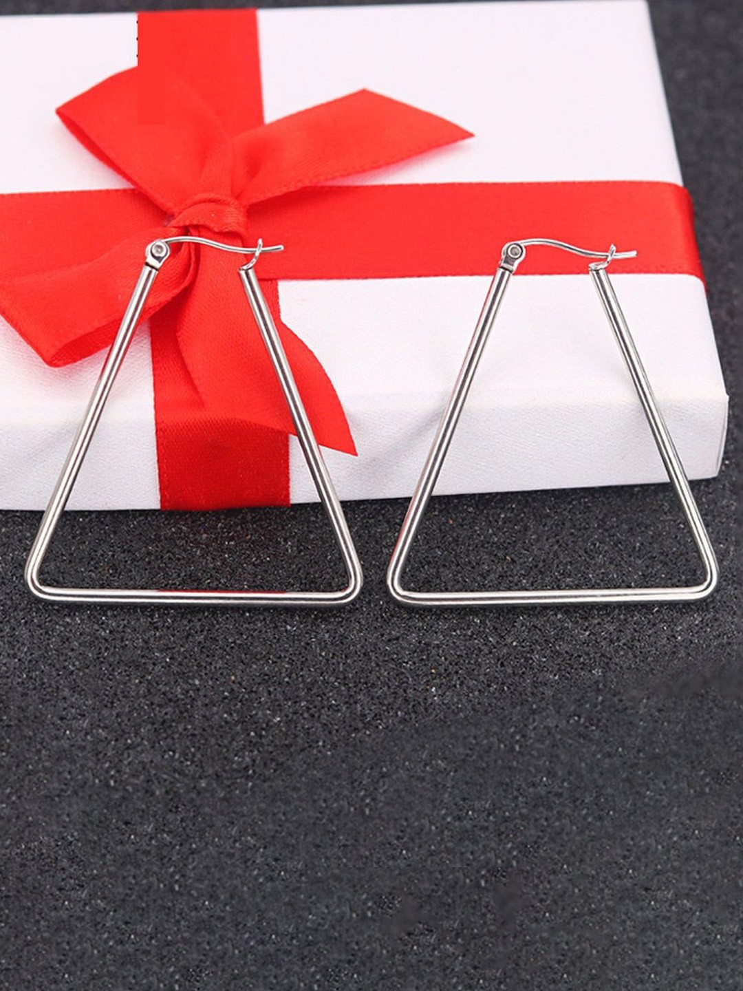

ZIVOM 18K Silver-Plated Wire Hoop Siver 316L Stainless Steel Triangular Hoop Earrings