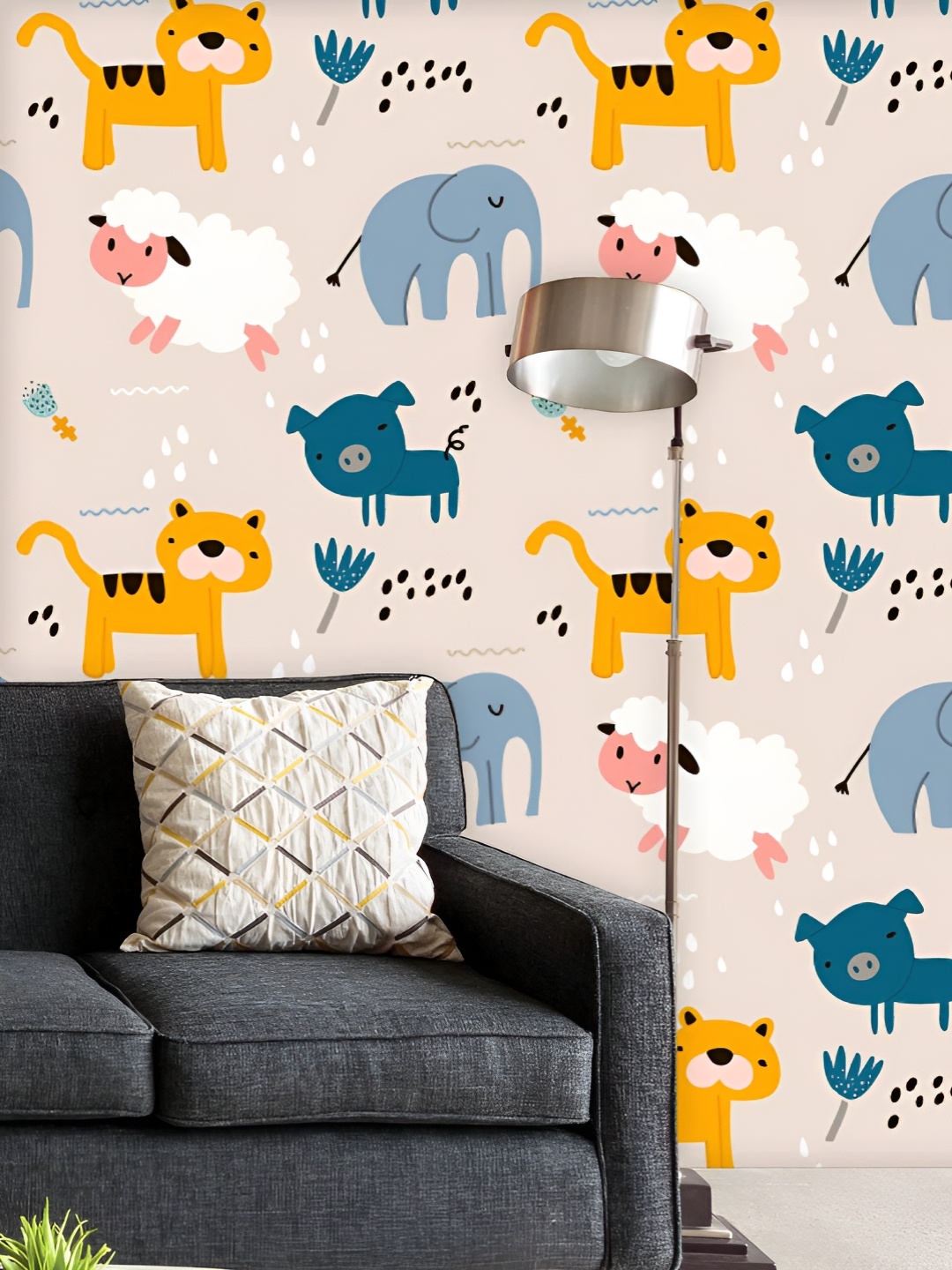 

ArtzFolio Printed UV-Resistant Anti-Bacterial Kids Animals Peel & Stick Wallpaper, Multi