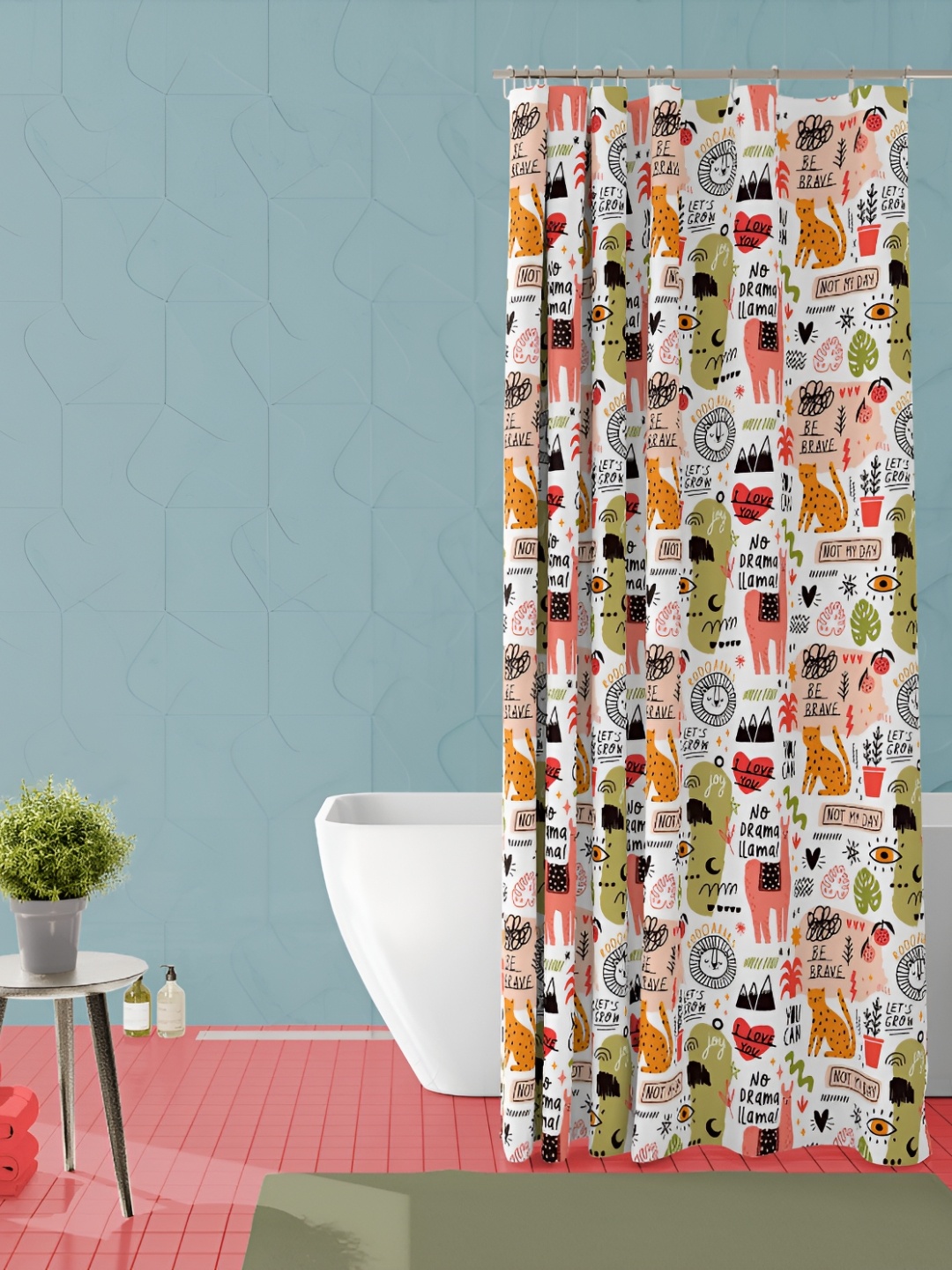 

ArtzFolio White & Yellow Printed Waterproof Shower Curtain