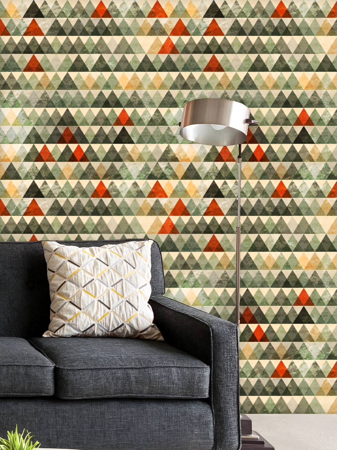 

ArtzFolio Printed UV-Resistant Anti-Bacterial Grunge Triangles Peel & Stick Wallpaper, Multi