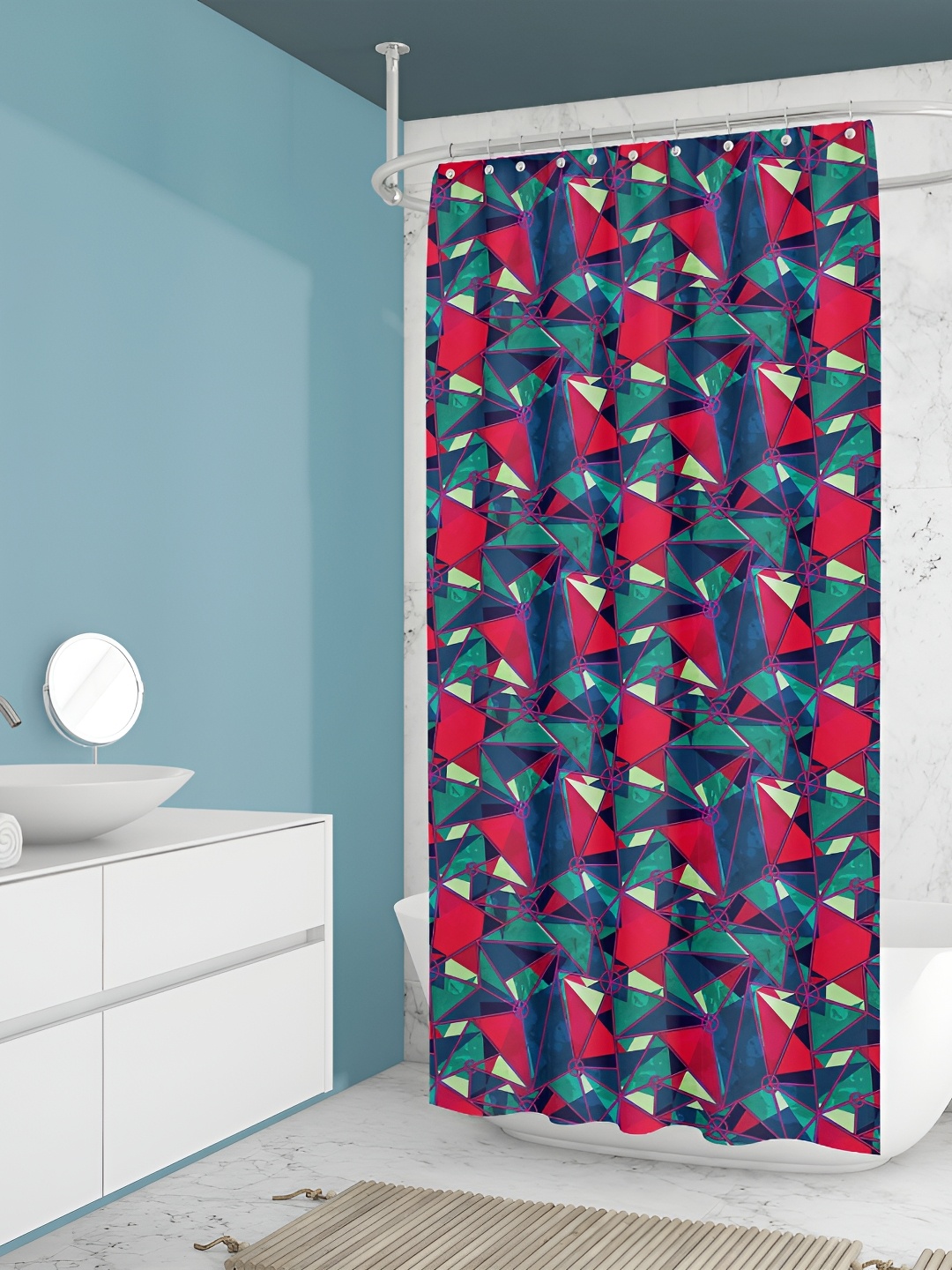 

ArtzFolio Red & Blue Printed Waterproof Shower Curtain