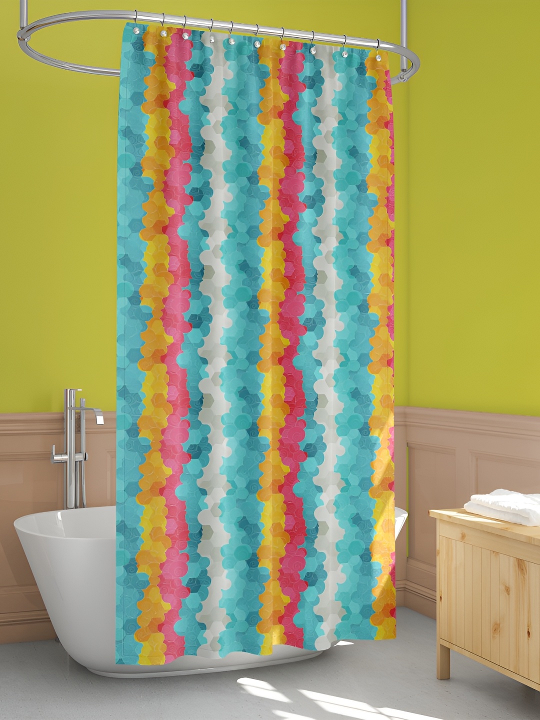 

ArtzFolio Blue & White Printed Waterproof Shower Curtain