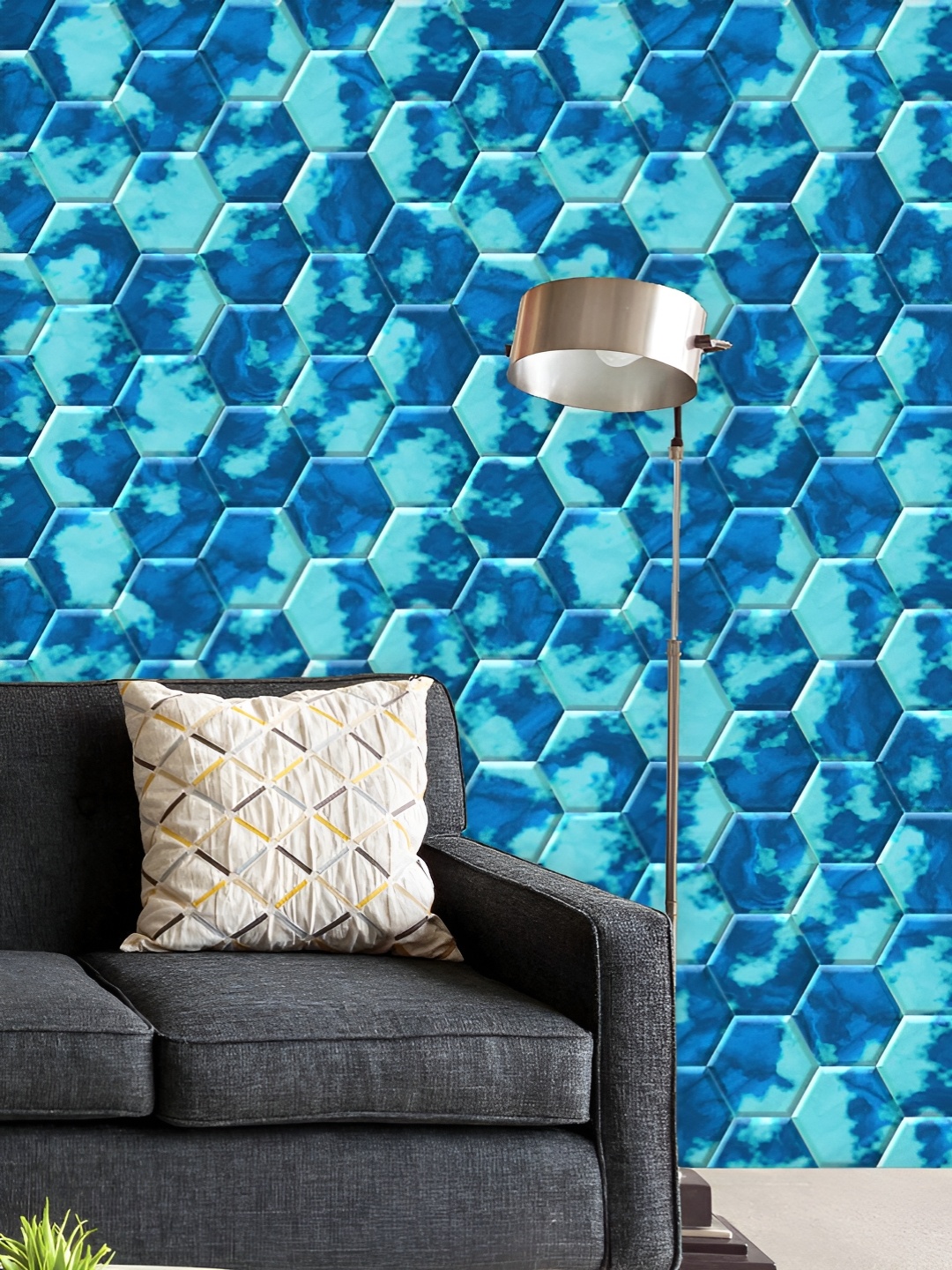 

ArtzFolio Printed UV-Resistant Anti-Bacterial Hexacomb Tiling Peel & Stick Wallpaper, Multi