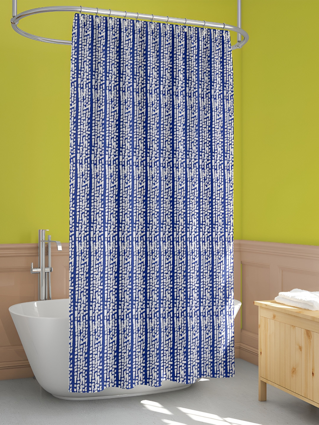 

ArtzFolio White & Blue Abstract Printed Shower Curtain