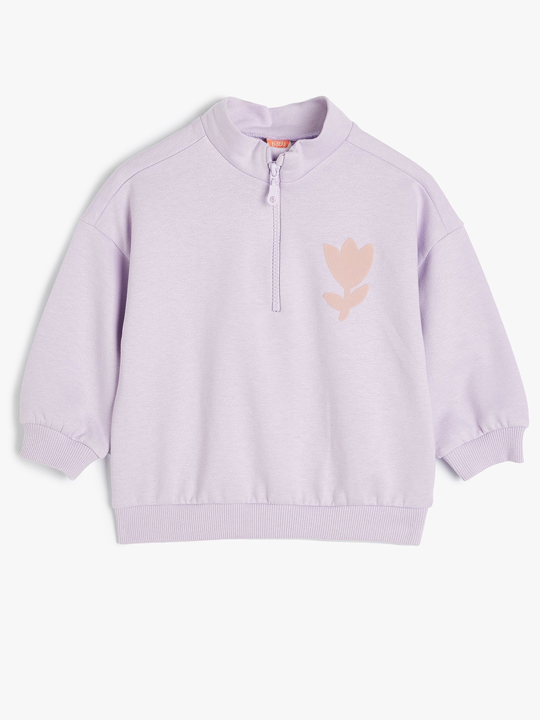 

Koton Girls Mock Collar Long Sleeves Half Zipper Sweatshirt, Purple