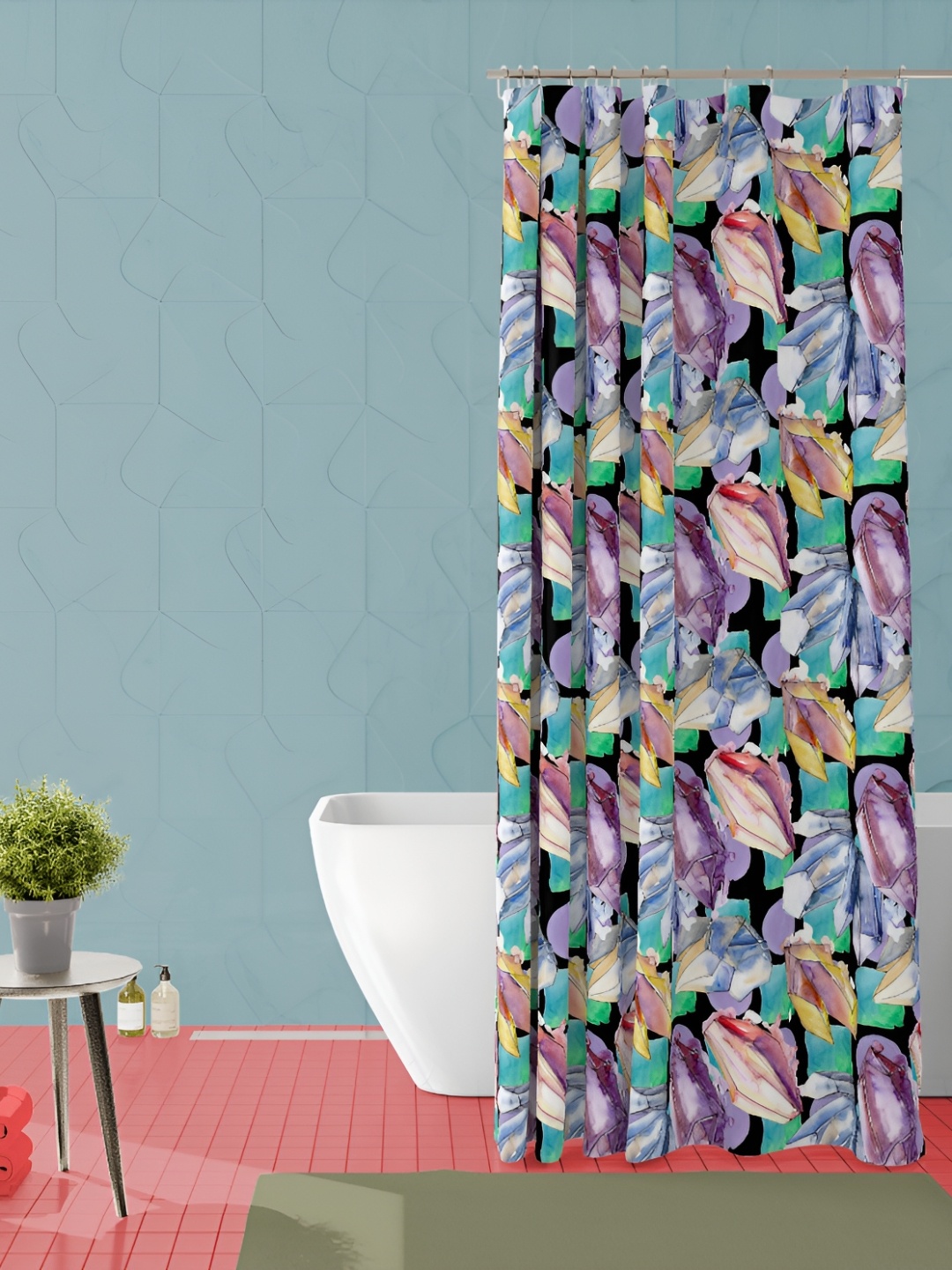 

ArtzFolio Black & Purple Printed Waterproof Shower Curtain