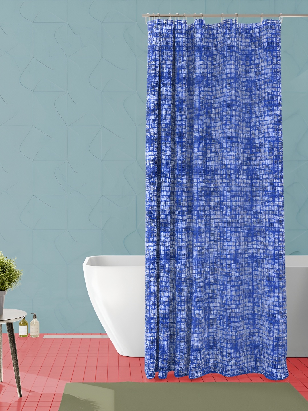 

ArtzFolio Blue and White Abstract Printed Waterproof Shower Curtain