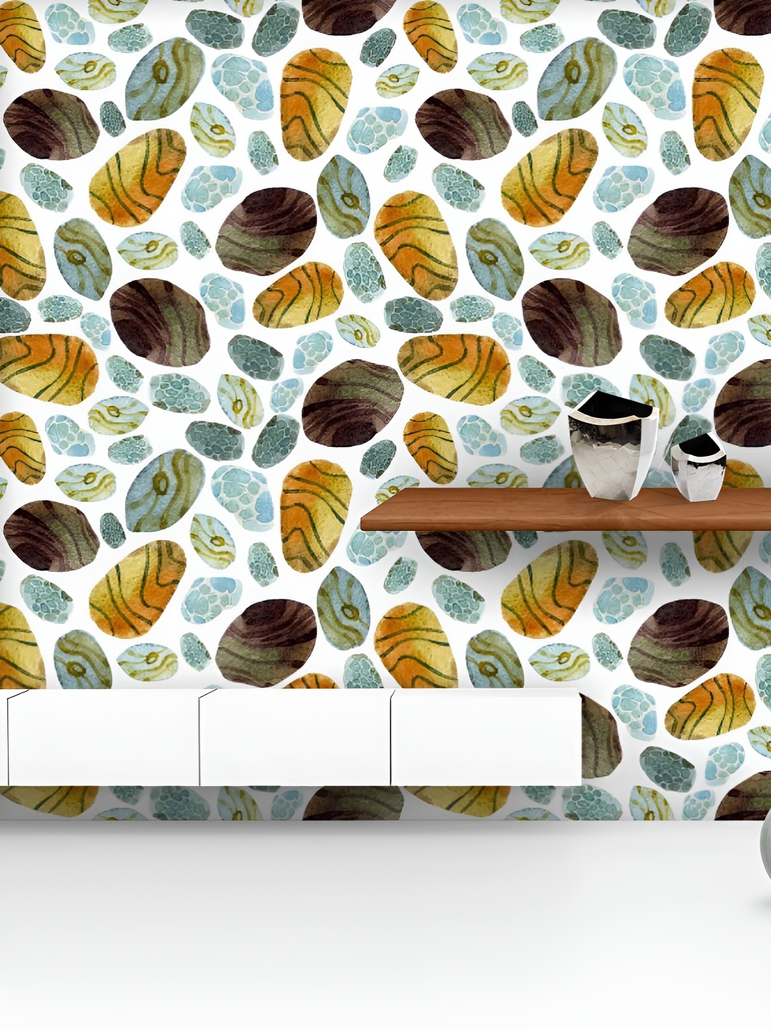 

ArtzFolio Printed UV-Resistant Anti-Bacterial Watercolor Stones Peel & Stick Wallpaper, Multi