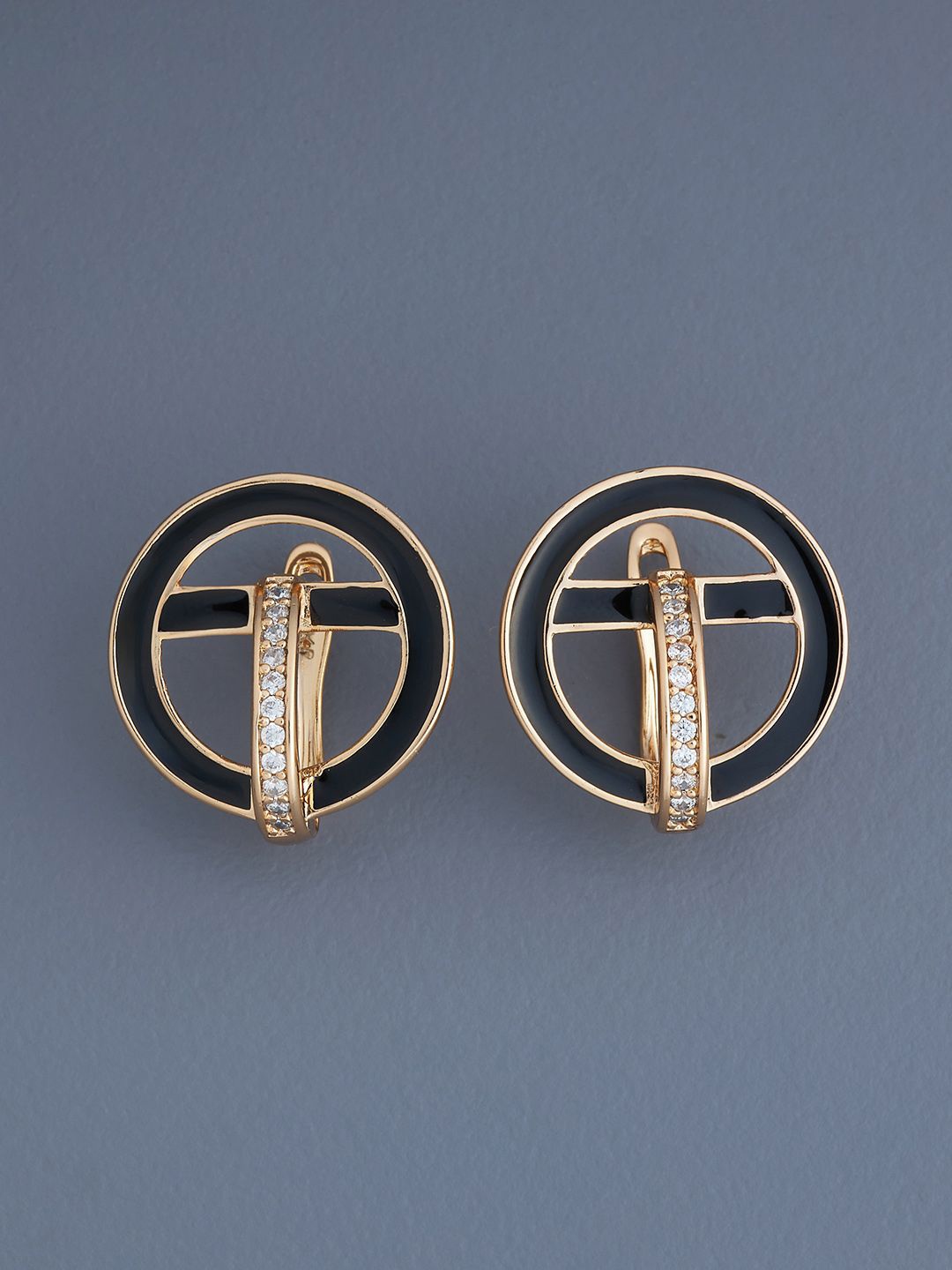 

Kushal's Fashion Jewellery Gold-Plated Zircon Stone Studded Studs