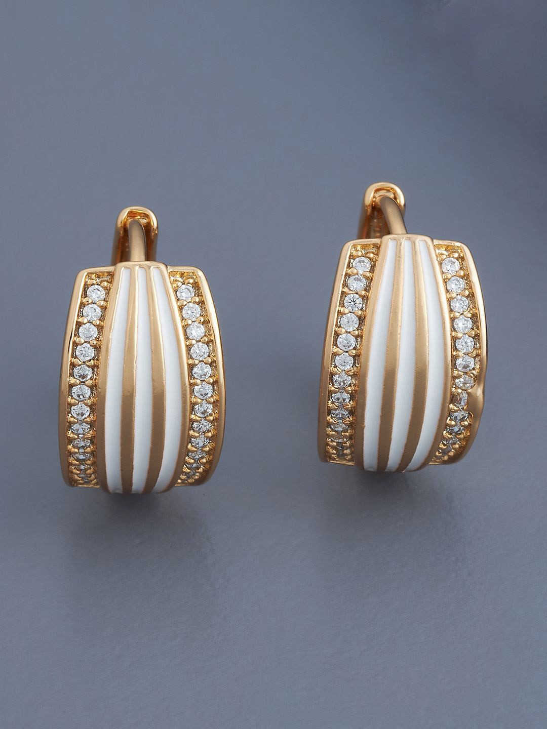 

Kushal's Fashion Jewellery Rose Gold Plated Zircon Studded Circular Hoop Earrings