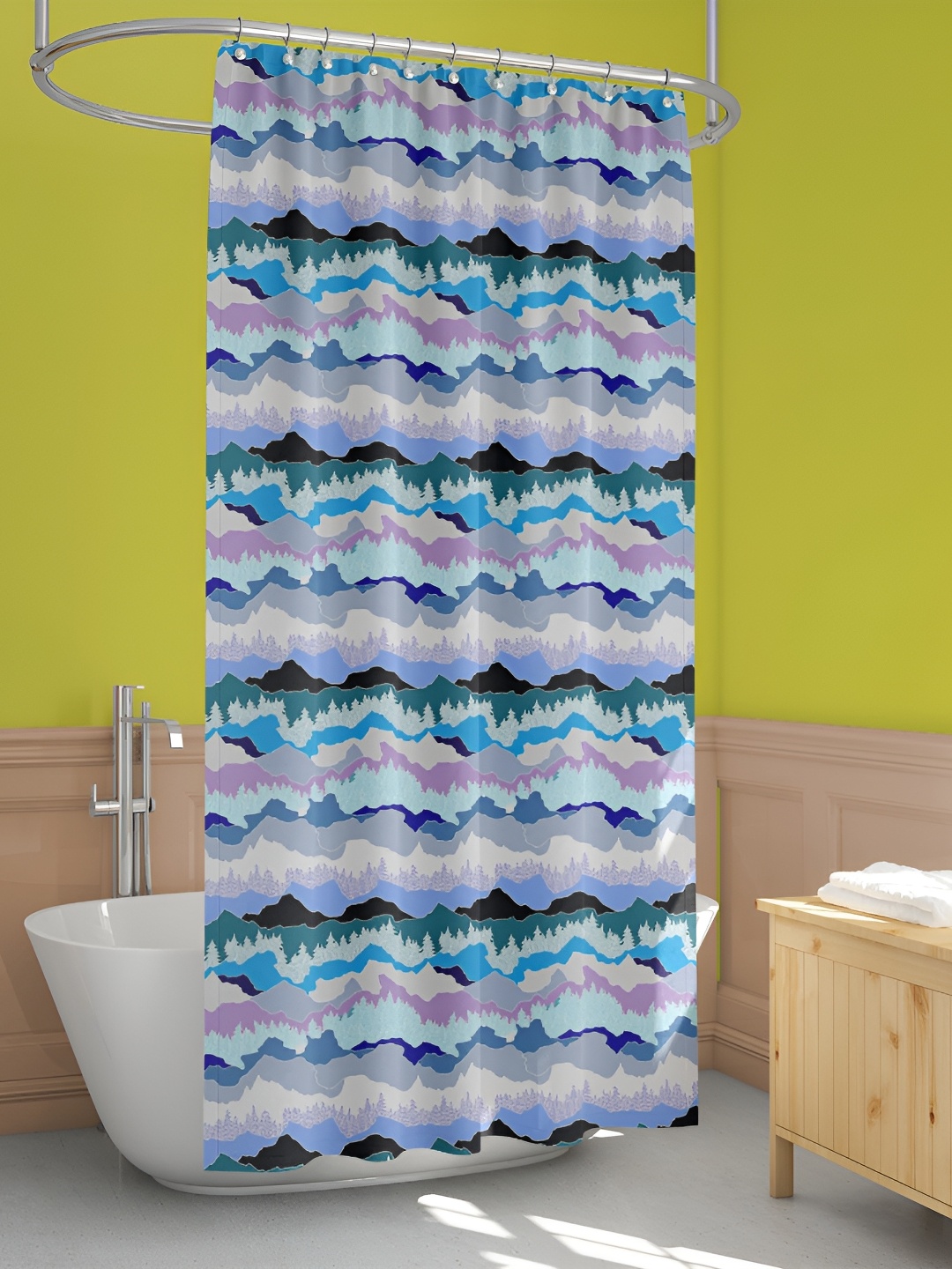 

ArtzFolio Blue & Green Printed Waterproof Shower Curtain