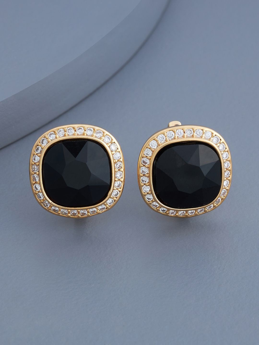 

Kushal's Fashion Jewellery Gold-Plated Zircon Square Studs