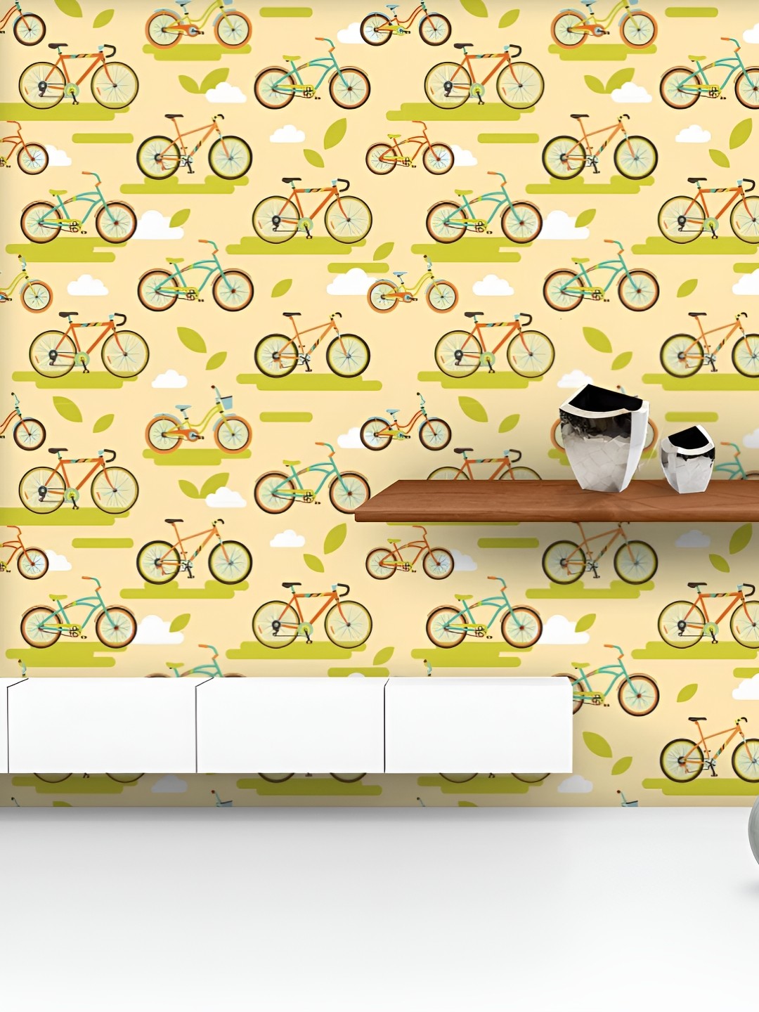 

ArtzFolio Printed UV-Resistant Anti-Bacterial BikesPeel & Stick Wallpaper, Multi