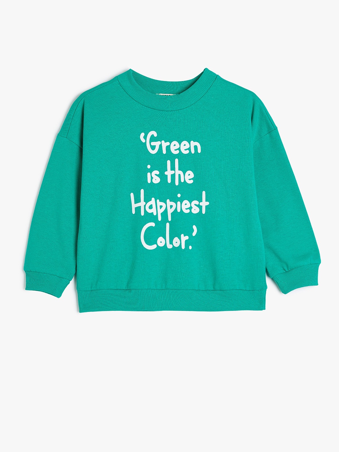 

Koton Girls Typography Printed Round Neck Long Sleeves Sweatshirt, Green